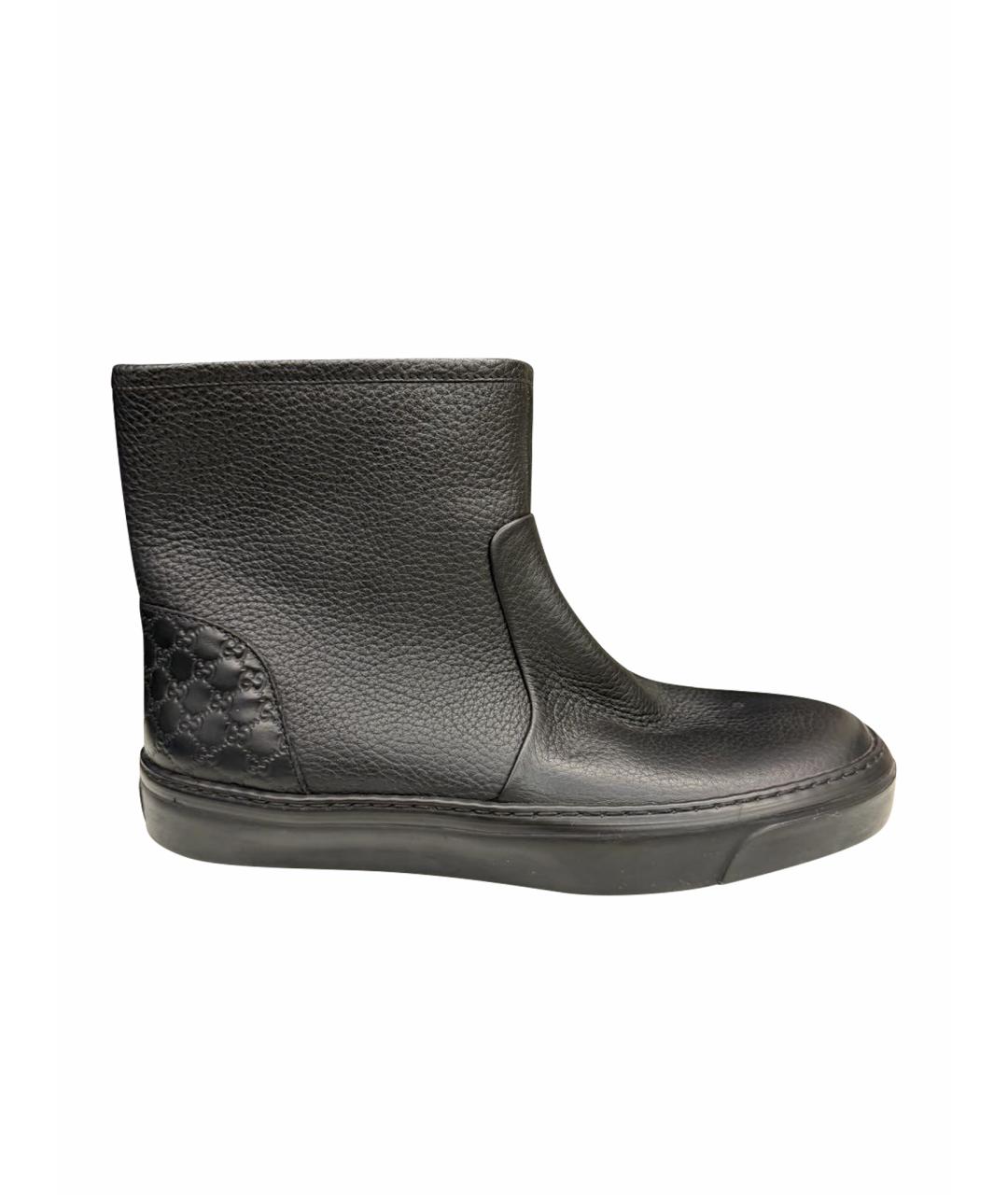 GUCCI Черные кожаные ботинки, фото 1