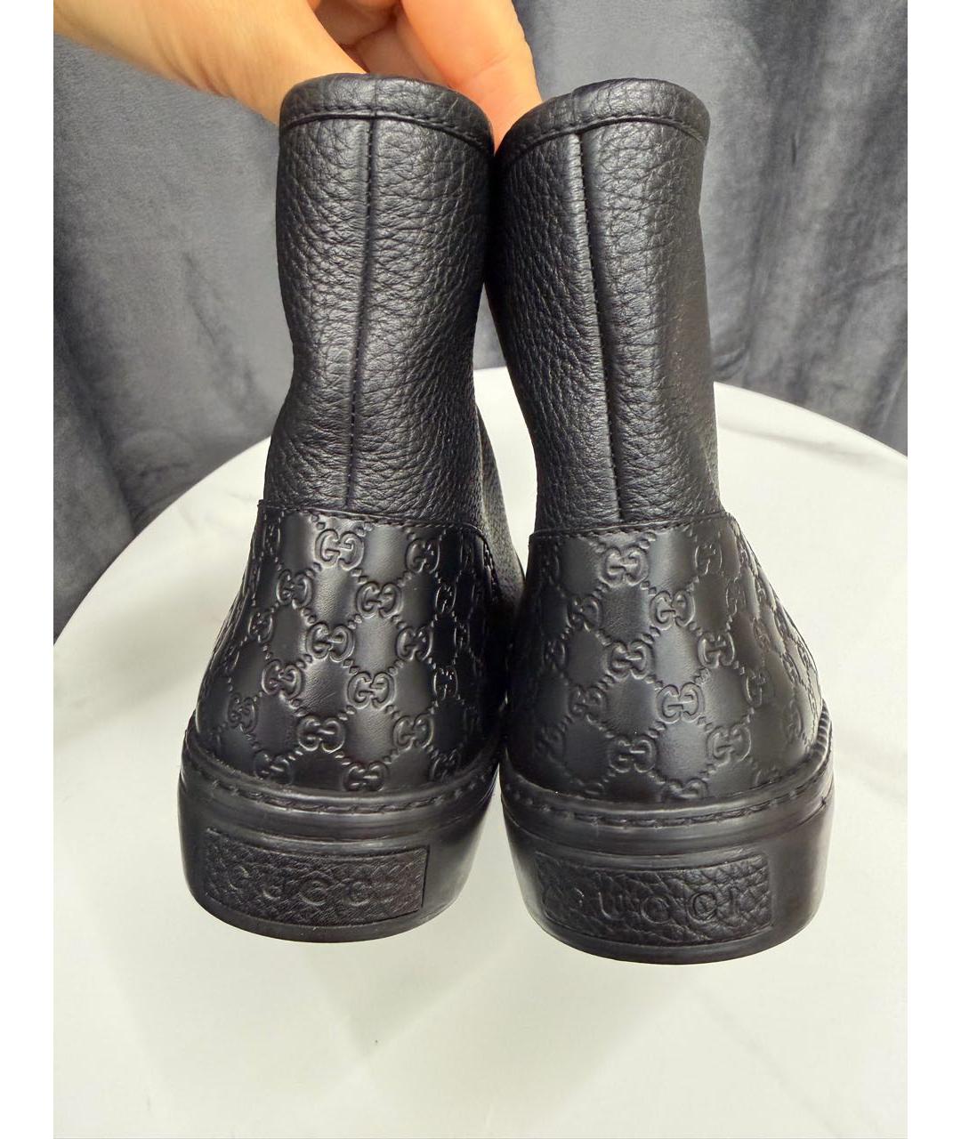 GUCCI Черные кожаные ботинки, фото 6