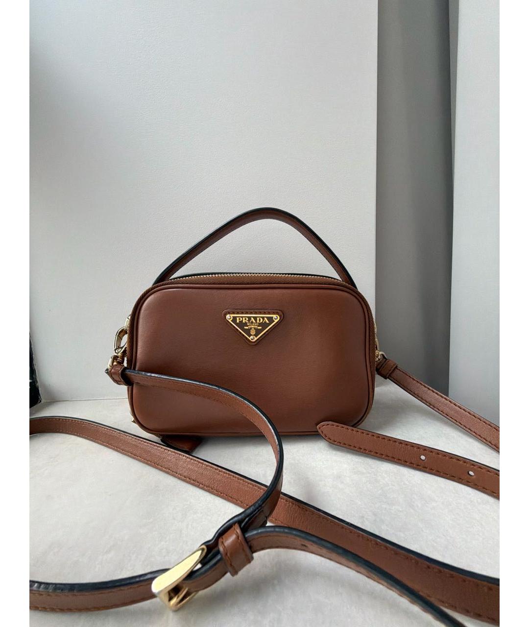 PRADA Коричневая кожаная сумка через плечо, фото 5