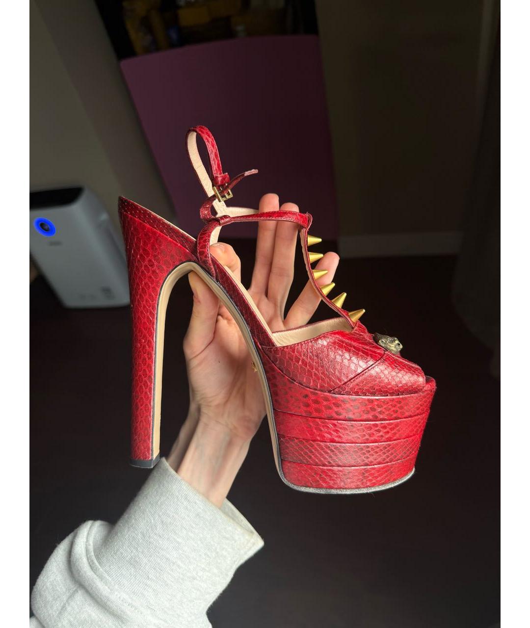 GUCCI Красные туфли из экзотической кожи, фото 9