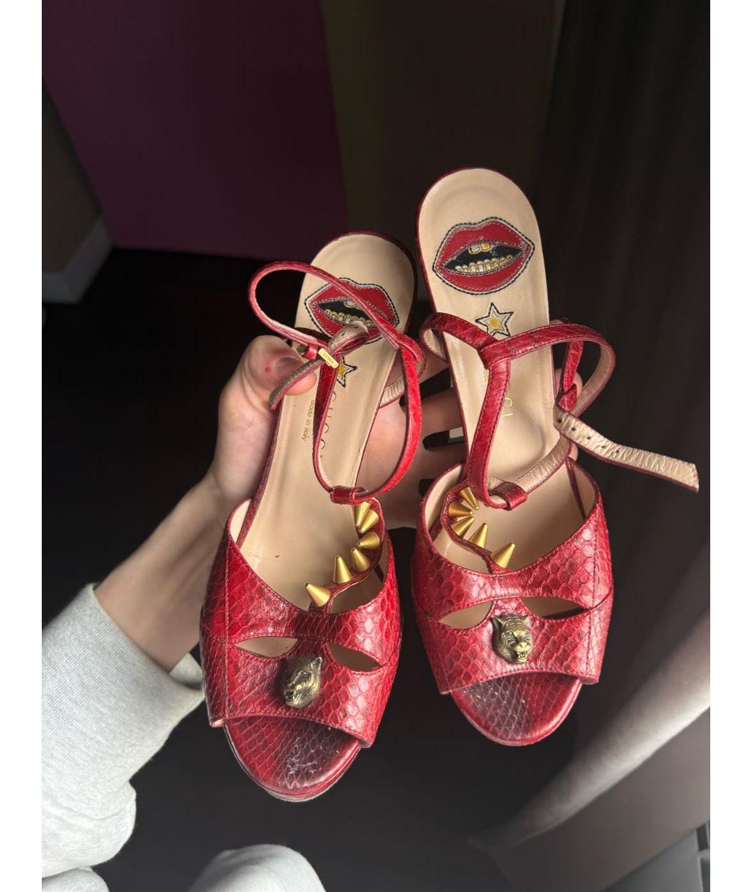 GUCCI Красные туфли из экзотической кожи, фото 3