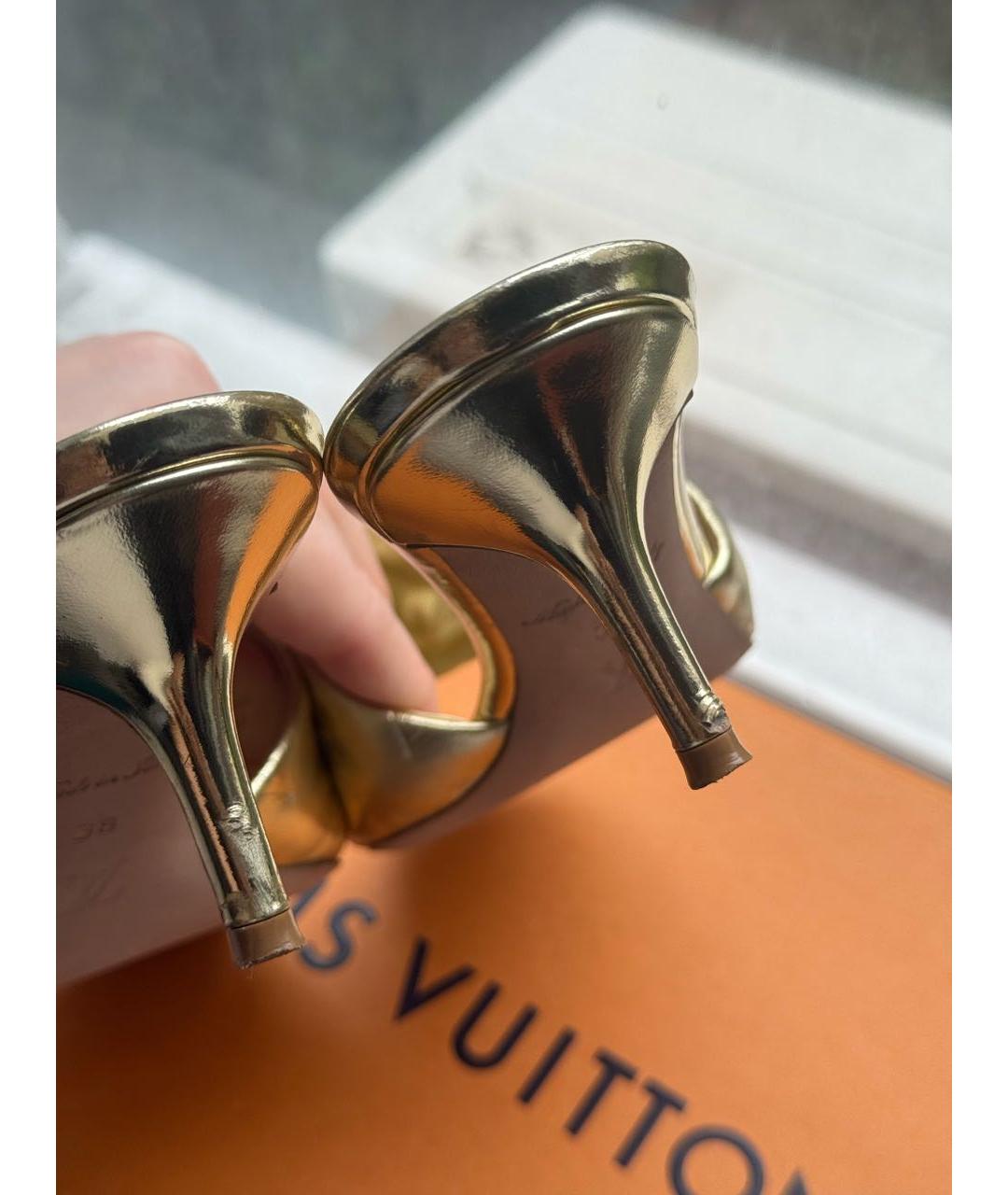 LOUIS VUITTON Золотые кожаные мюли, фото 4