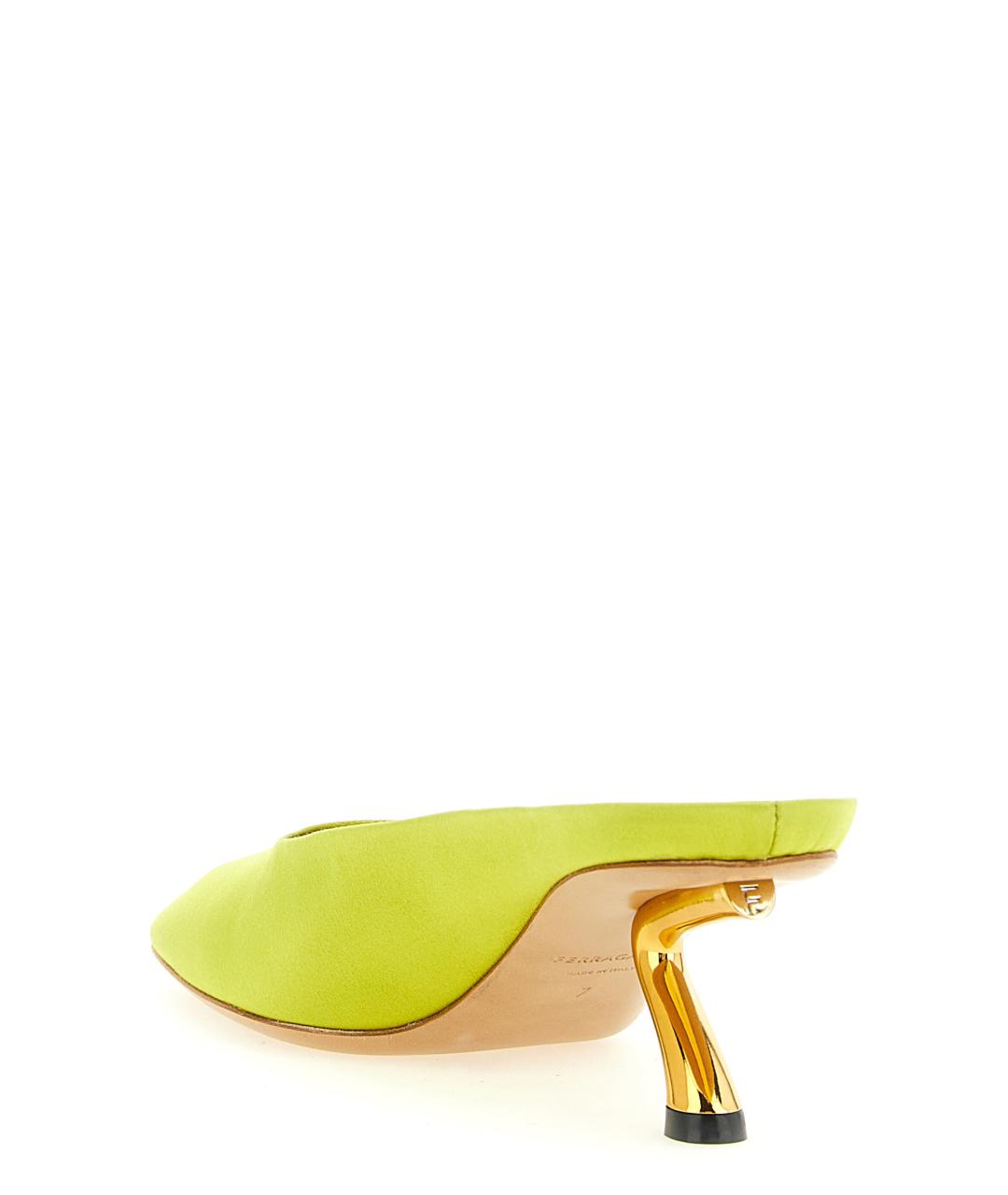 FERRAGAMO Желтые синтетические мюли, фото 3