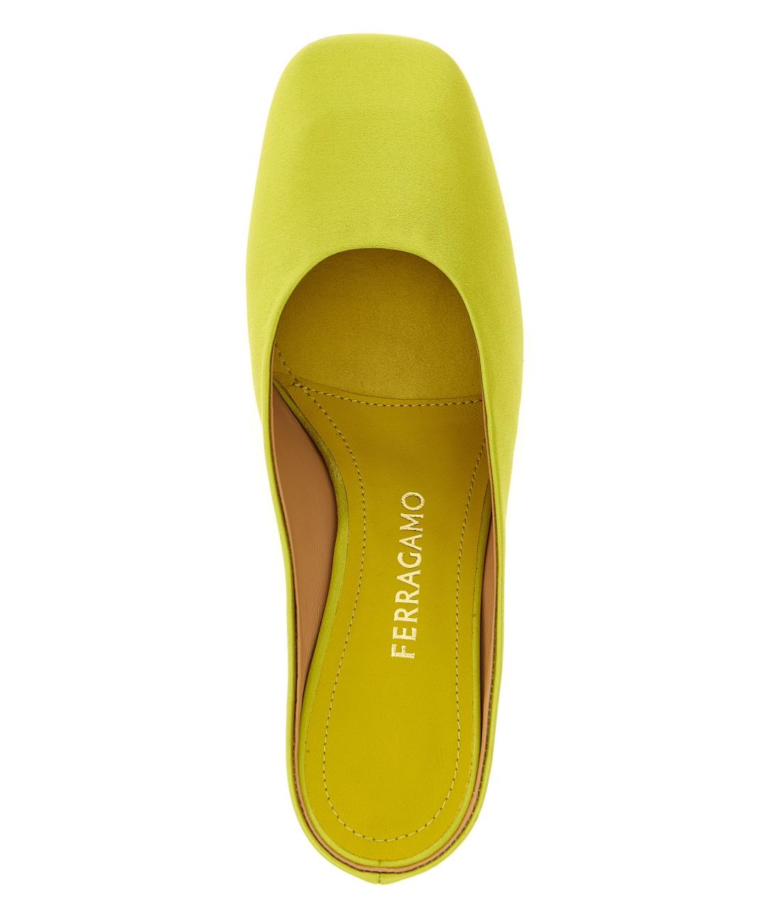 FERRAGAMO Желтые синтетические мюли, фото 4