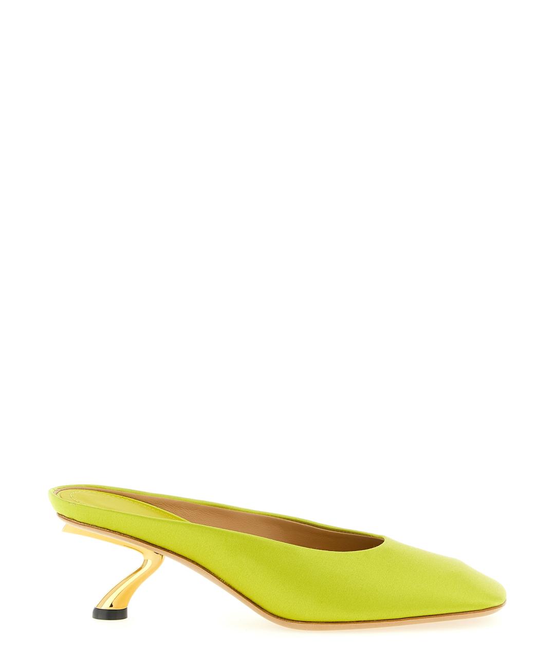 FERRAGAMO Желтые синтетические мюли, фото 1