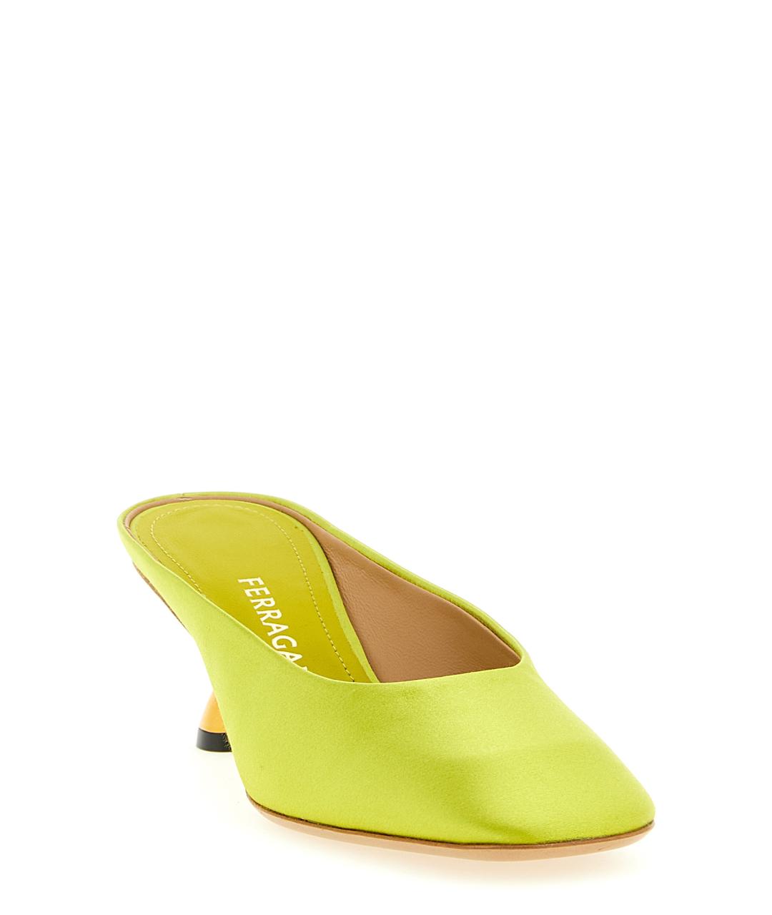 FERRAGAMO Желтые синтетические мюли, фото 2