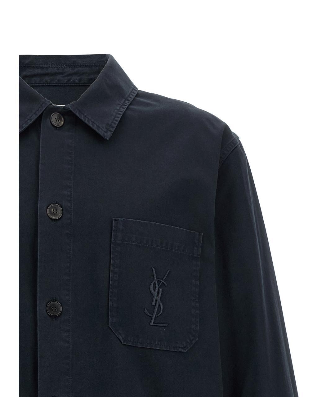 SAINT LAURENT Синяя хлопковая кэжуал рубашка, фото 3