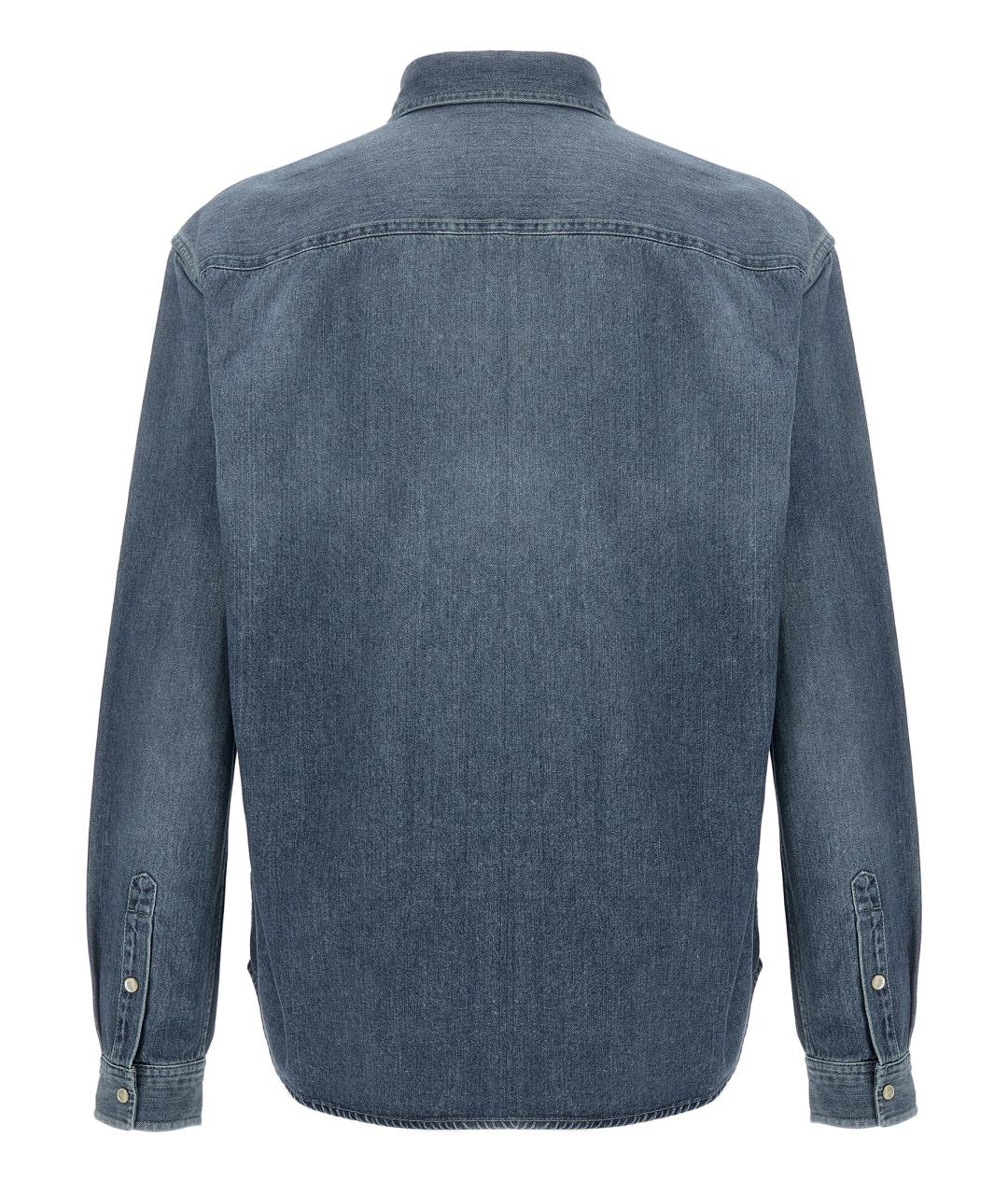 SAINT LAURENT Синяя хлопковая кэжуал рубашка, фото 2