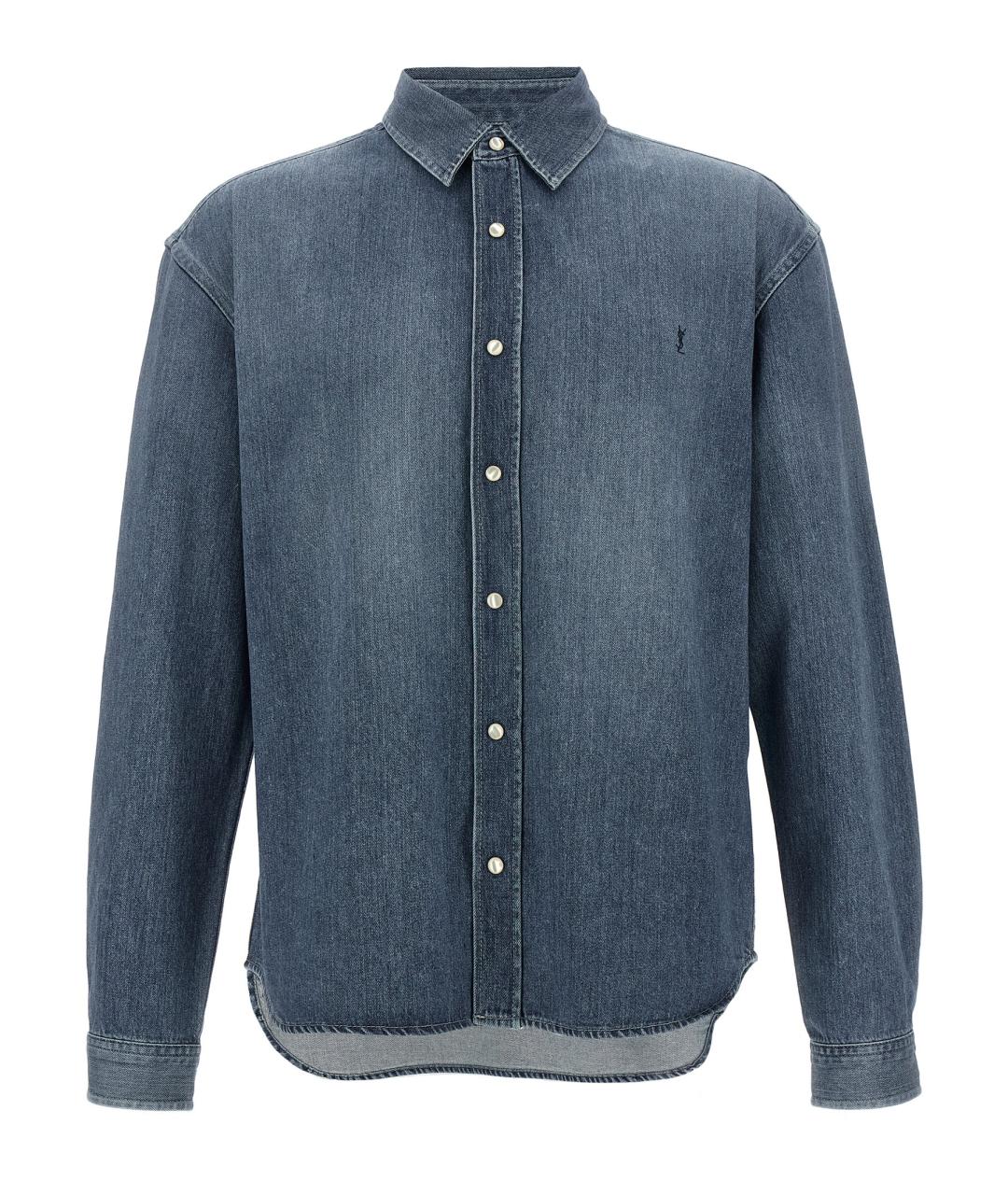 SAINT LAURENT Синяя хлопковая кэжуал рубашка, фото 1