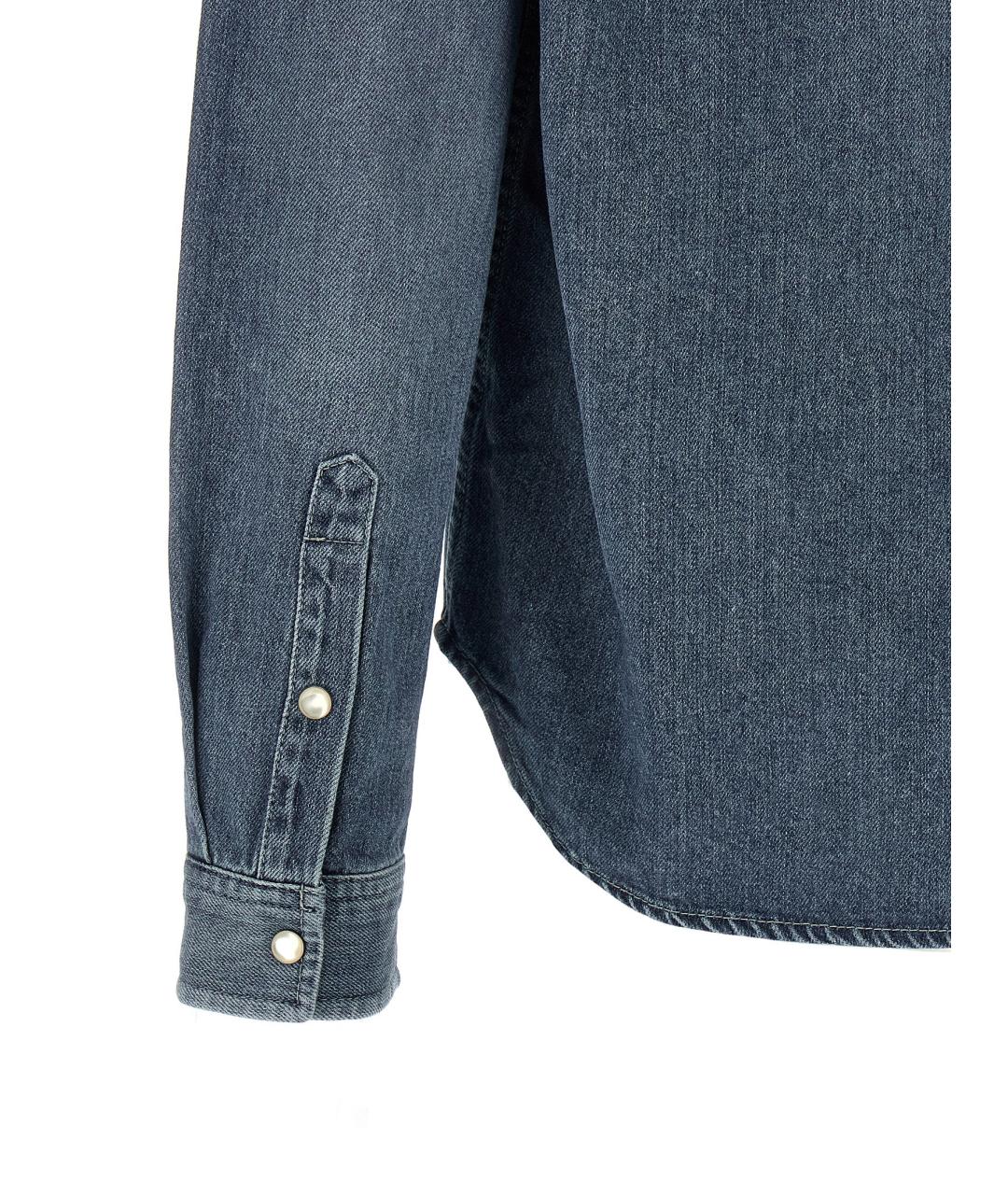 SAINT LAURENT Синяя хлопковая кэжуал рубашка, фото 4