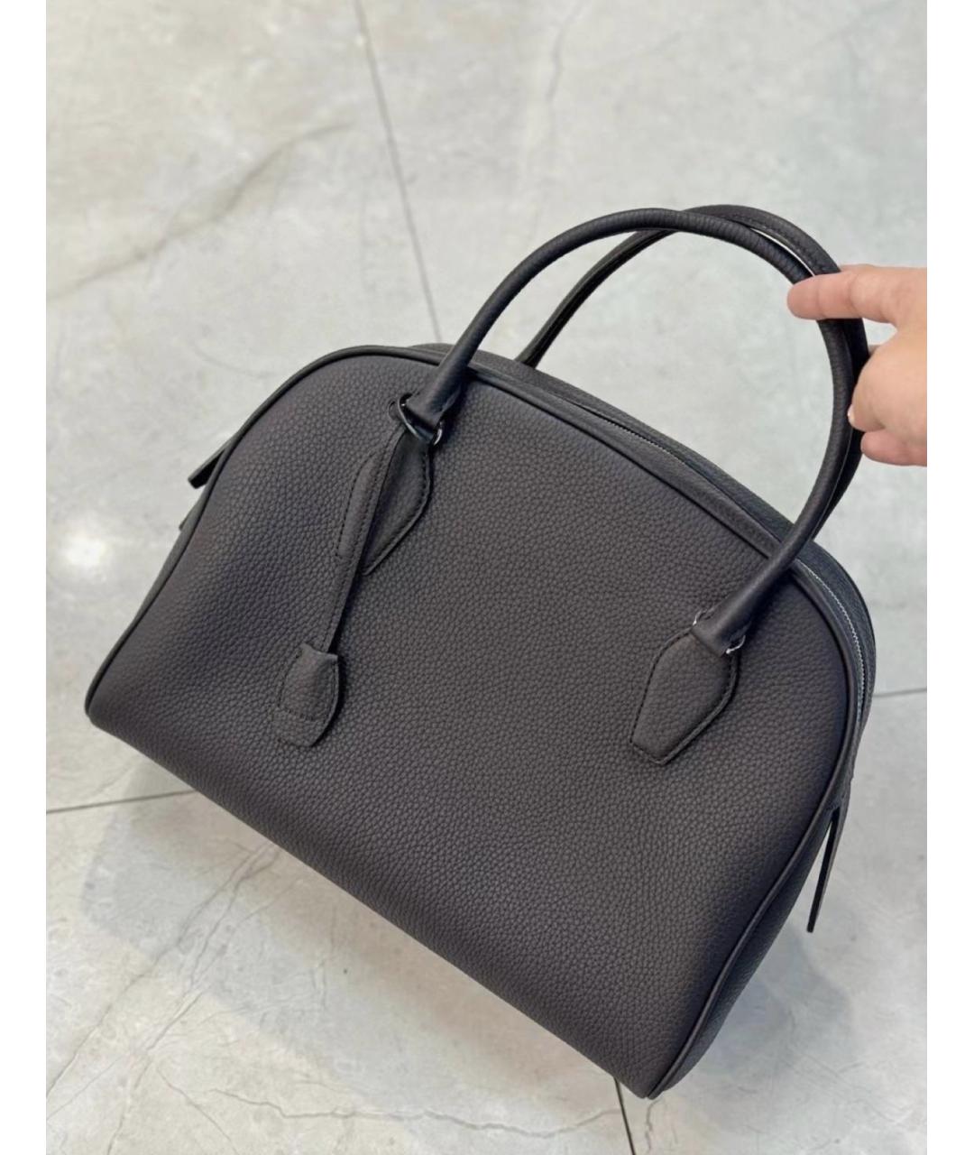 THE ROW Черная кожаная сумка с короткими ручками, фото 2