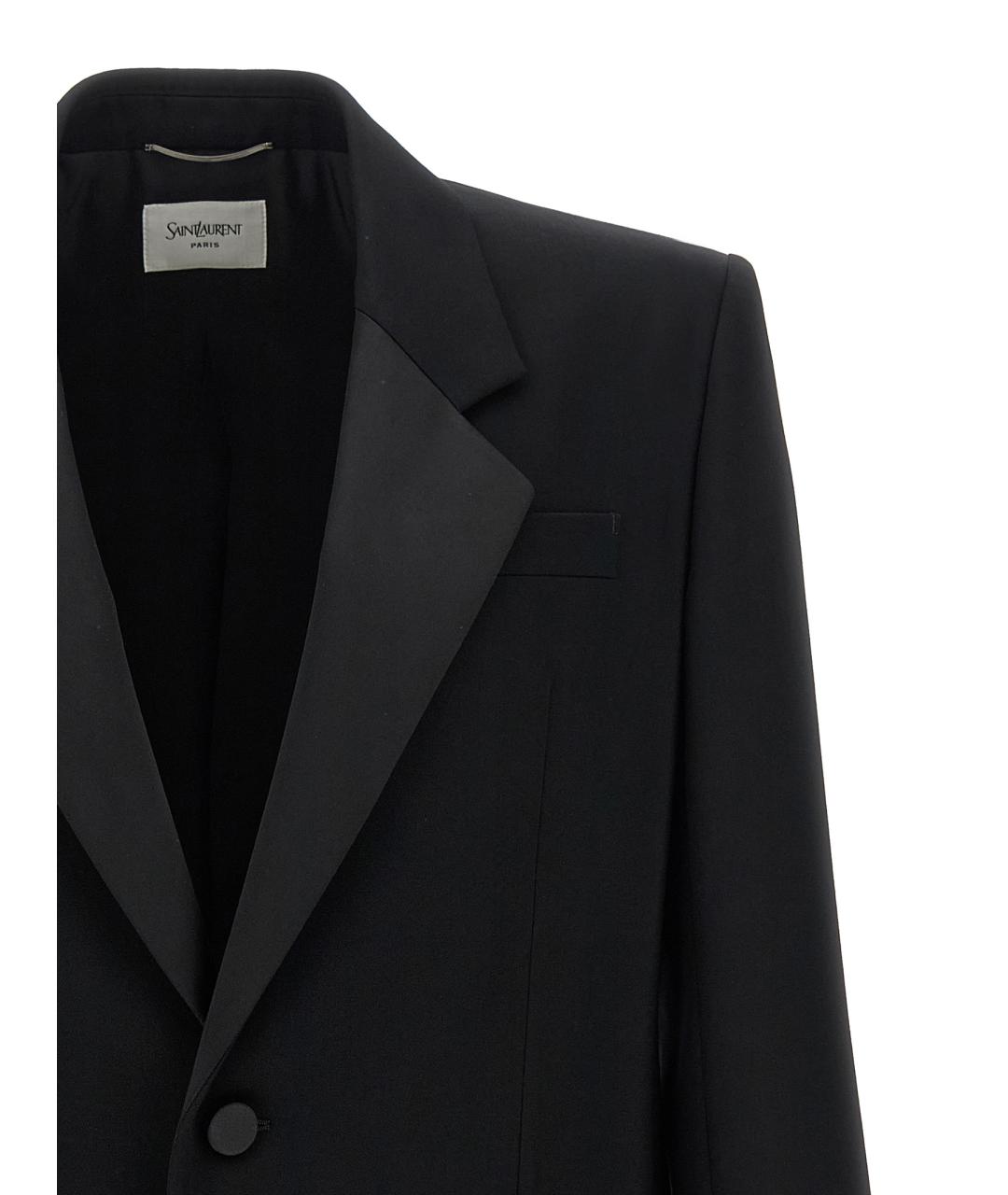 SAINT LAURENT Черный шерстяной пиджак, фото 3