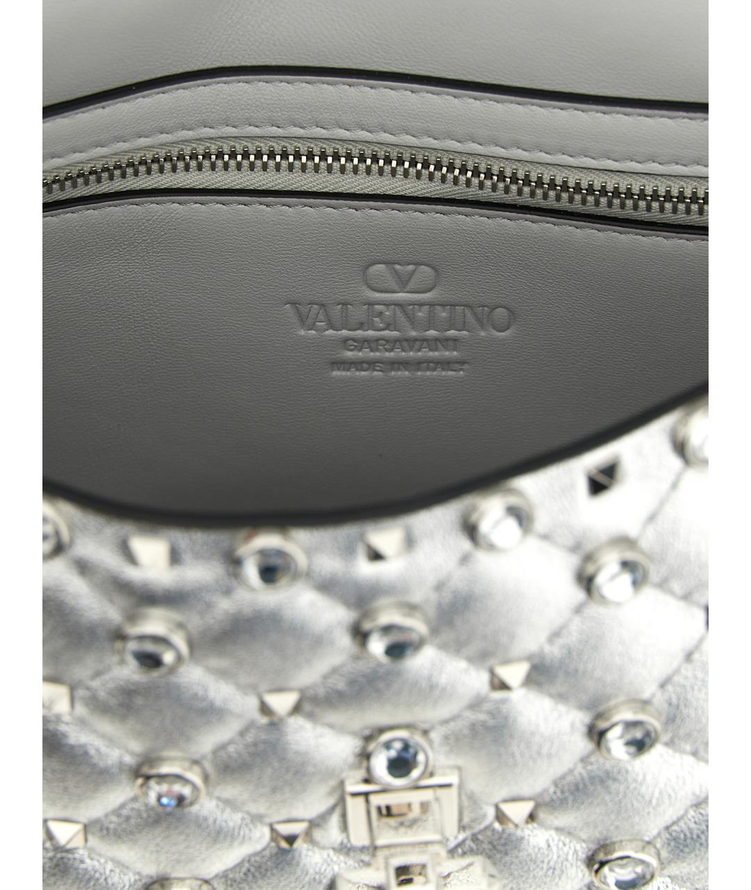 VALENTINO Серебряная кожаная сумка через плечо, фото 4