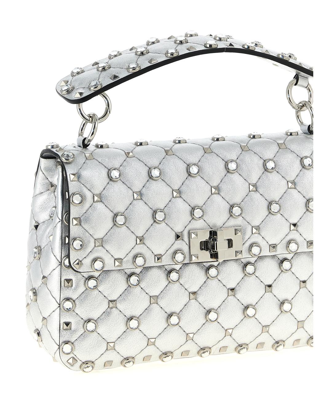 VALENTINO Серебряная кожаная сумка через плечо, фото 3
