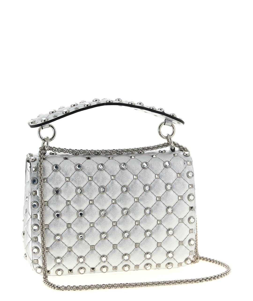VALENTINO Серебряная кожаная сумка через плечо, фото 2