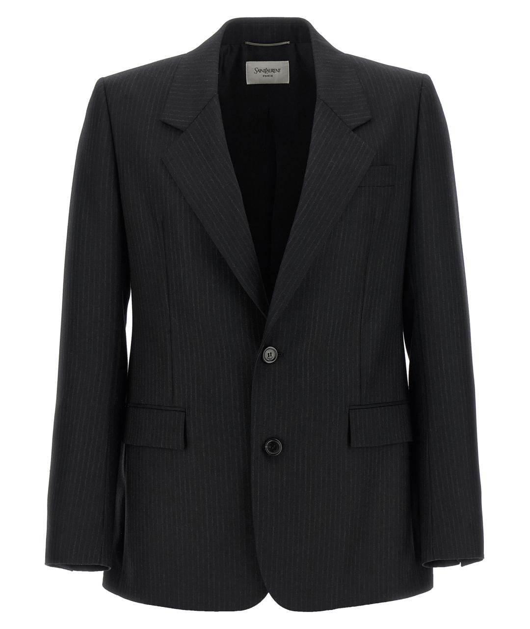 SAINT LAURENT Черный шерстяной пиджак, фото 1