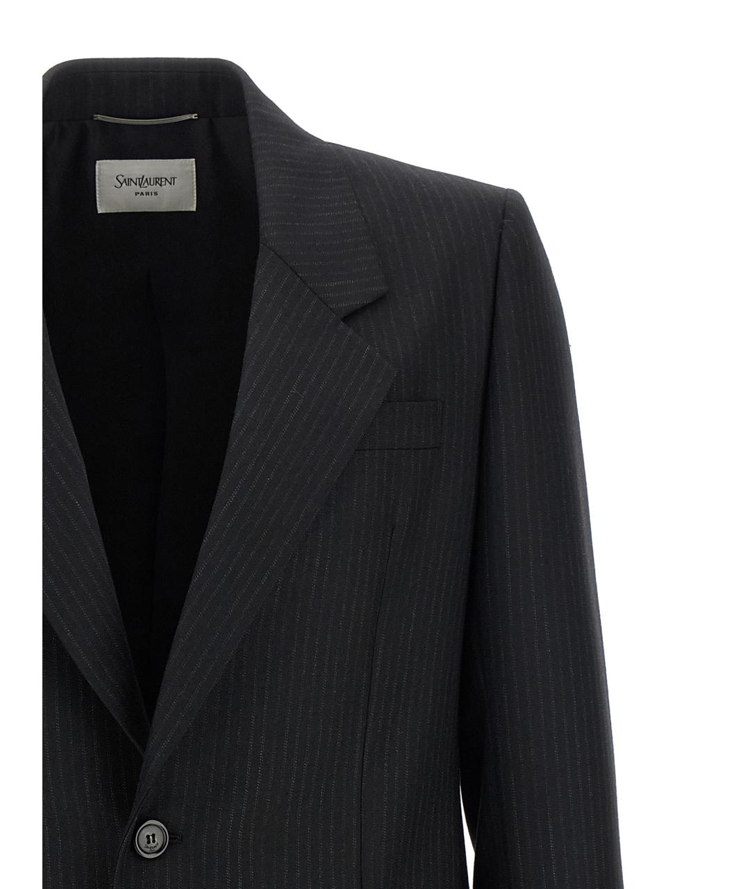 SAINT LAURENT Черный шерстяной пиджак, фото 3