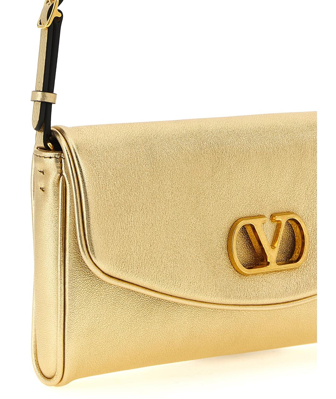 VALENTINO Золотая кожаная сумка через плечо, фото 3
