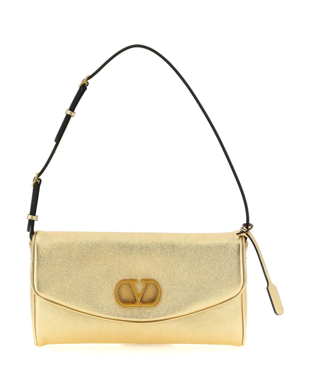 VALENTINO Золотая кожаная сумка через плечо, фото 1