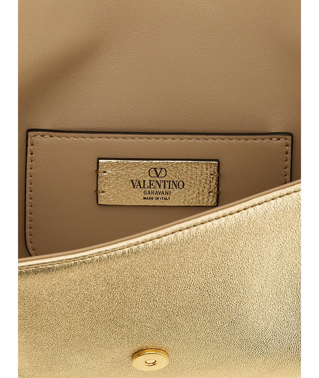 VALENTINO Золотая кожаная сумка через плечо, фото 4