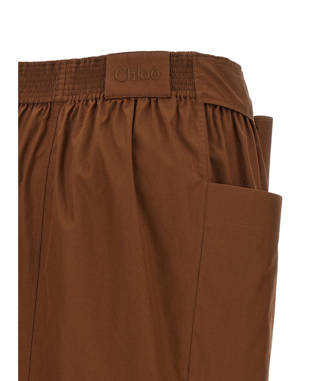 CHLOE Коричневая хлопковая юбка миди, фото 4