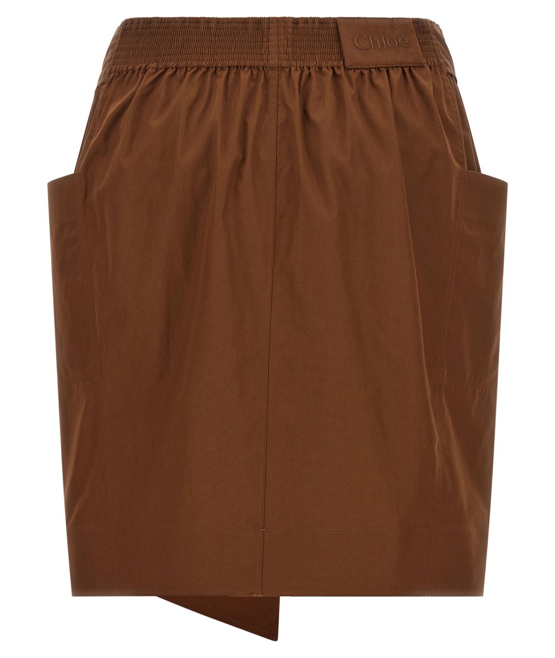 CHLOE Коричневая хлопковая юбка миди, фото 2