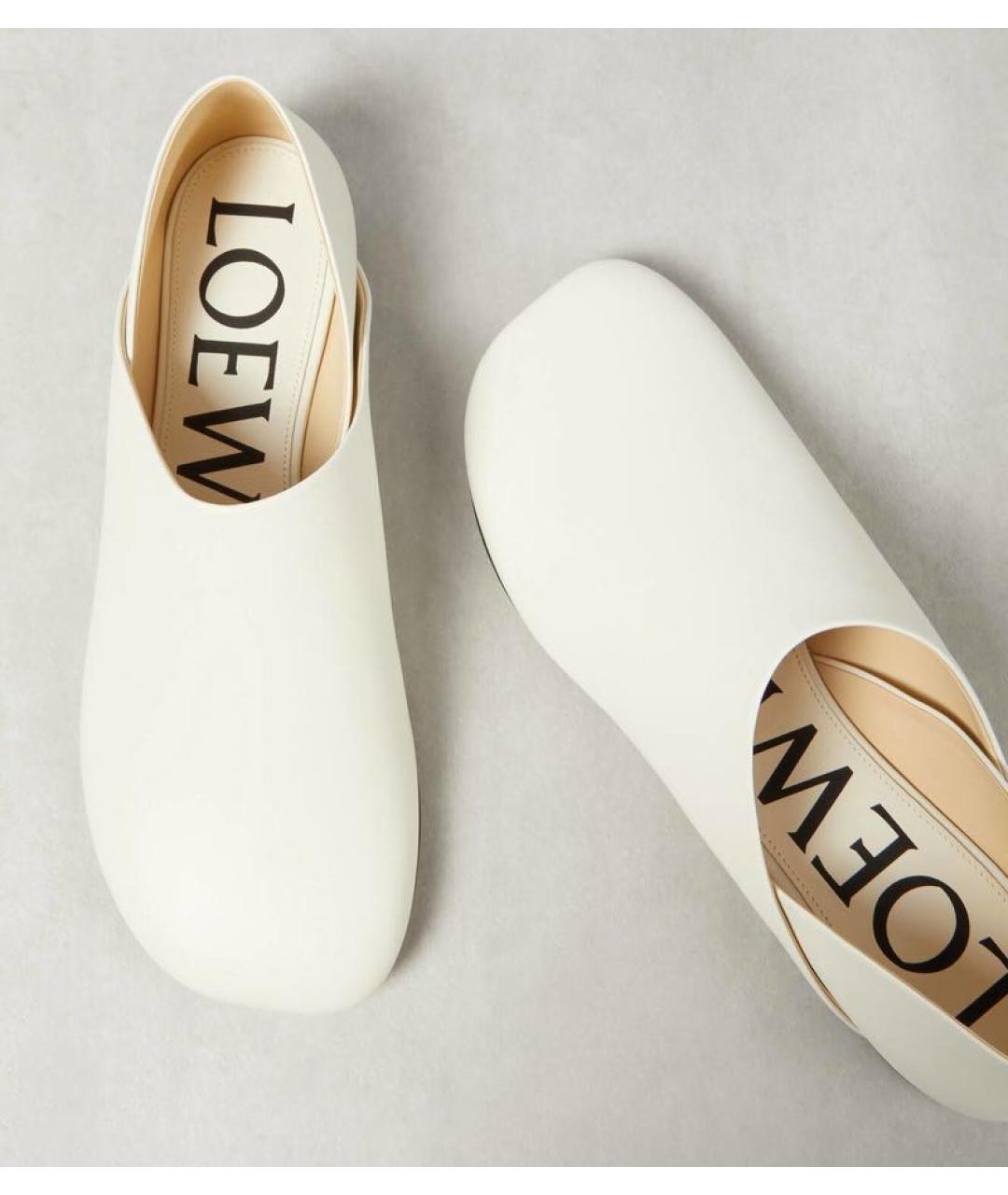 LOEWE Белые кожаные мюли, фото 4