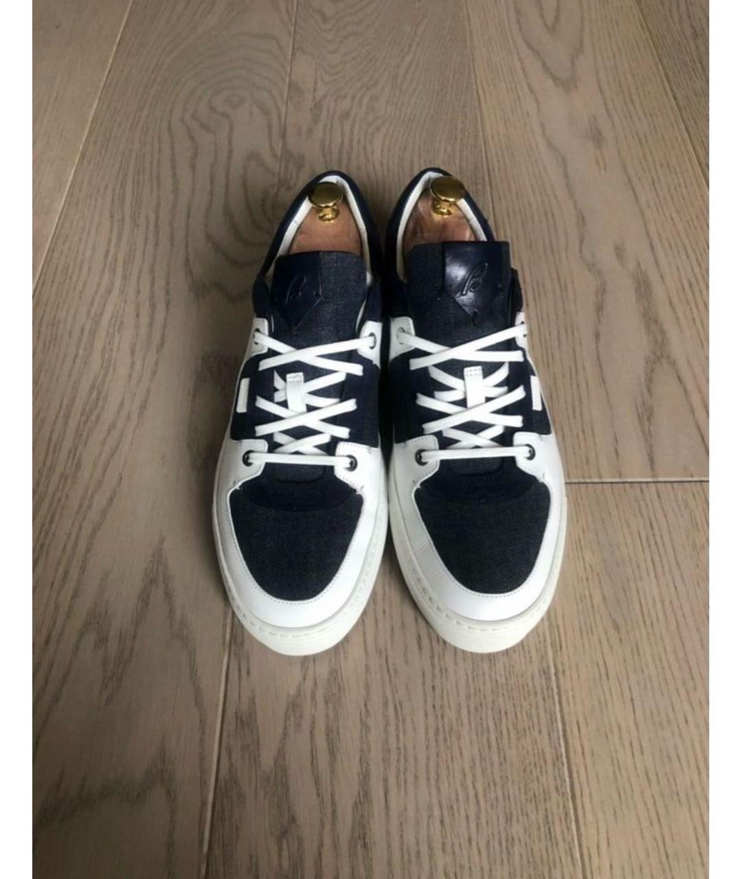 BRIONI Белые кожаные низкие кроссовки / кеды, фото 7