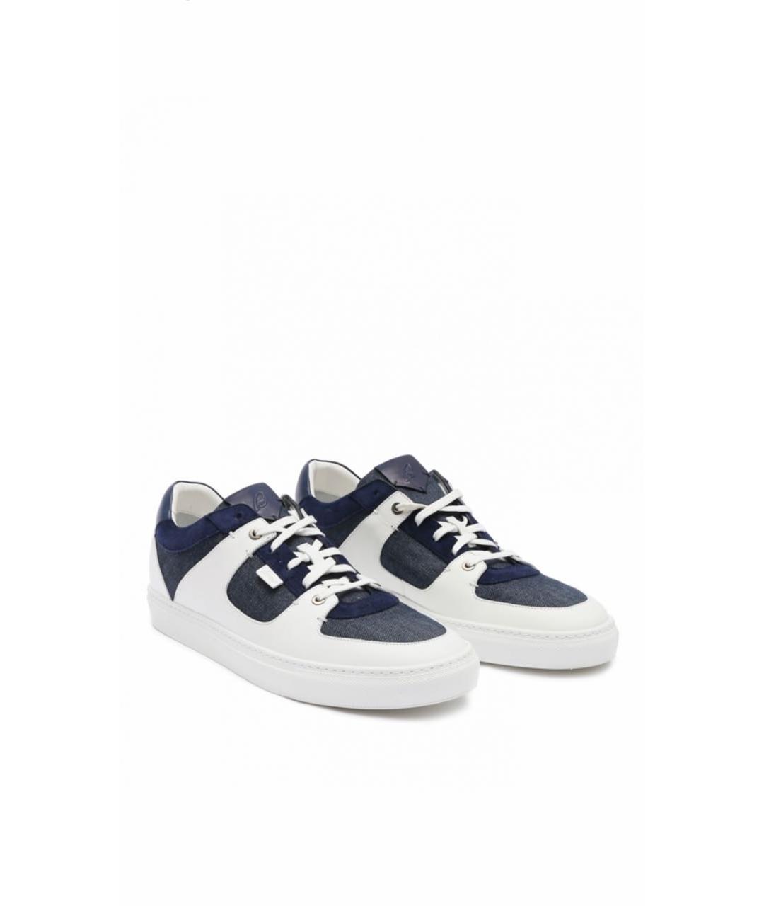 BRIONI Белые кожаные низкие кроссовки / кеды, фото 2