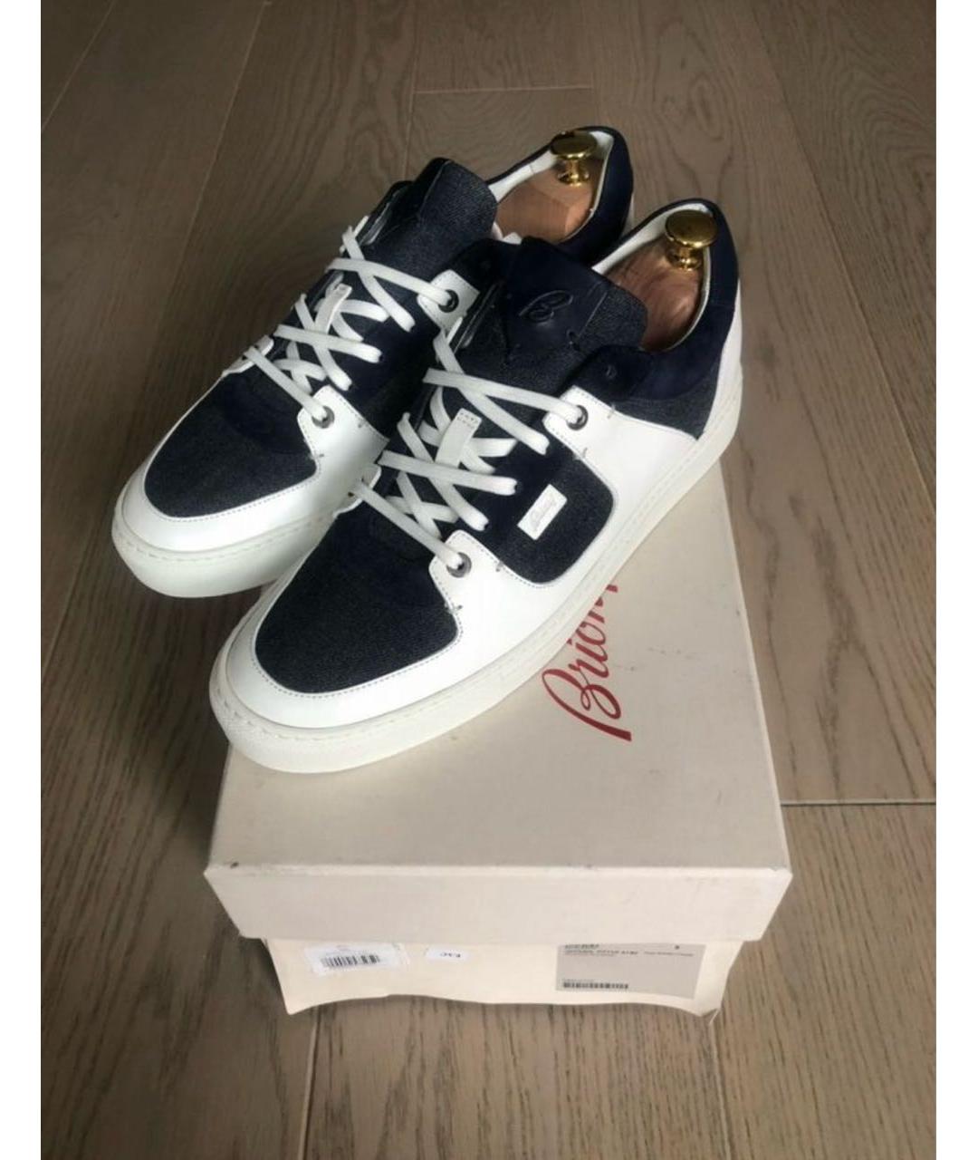 BRIONI Белые кожаные низкие кроссовки / кеды, фото 6