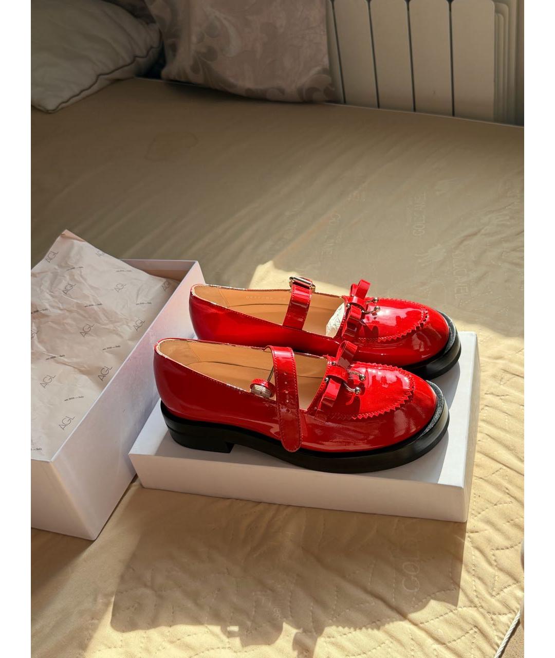 AGL Красные лоферы из лакированной кожи, фото 5