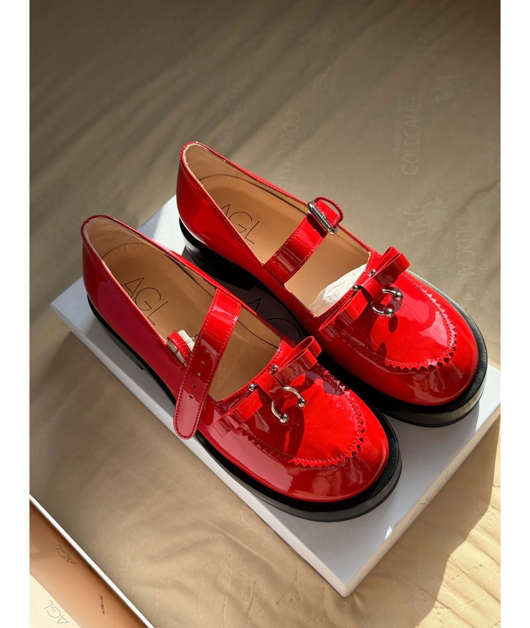 AGL Красные лоферы из лакированной кожи, фото 2