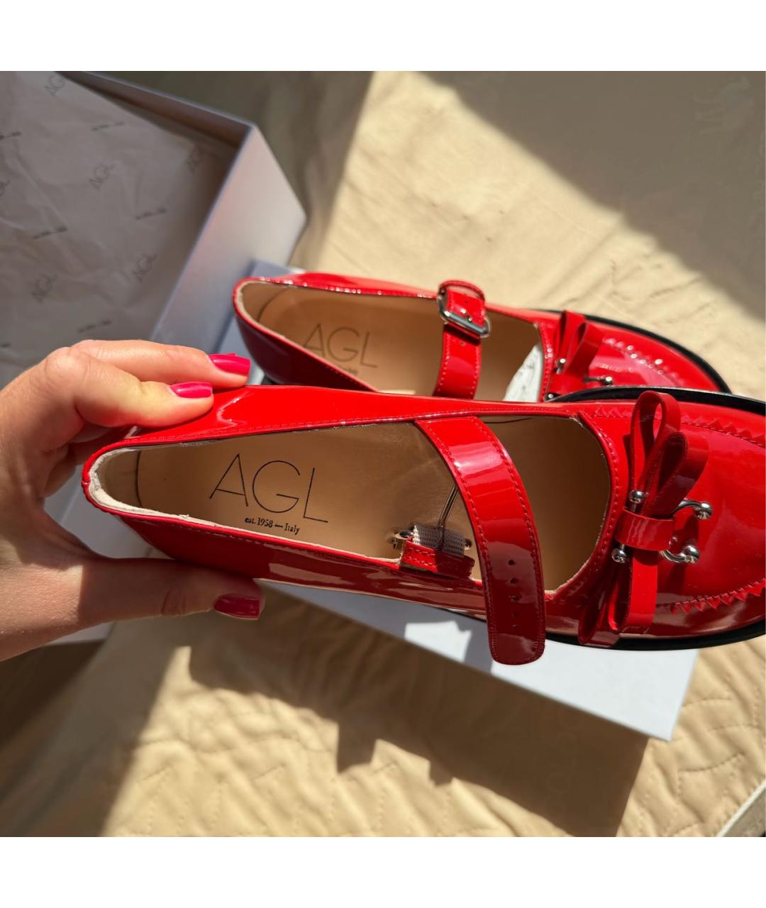 AGL Красные лоферы из лакированной кожи, фото 4