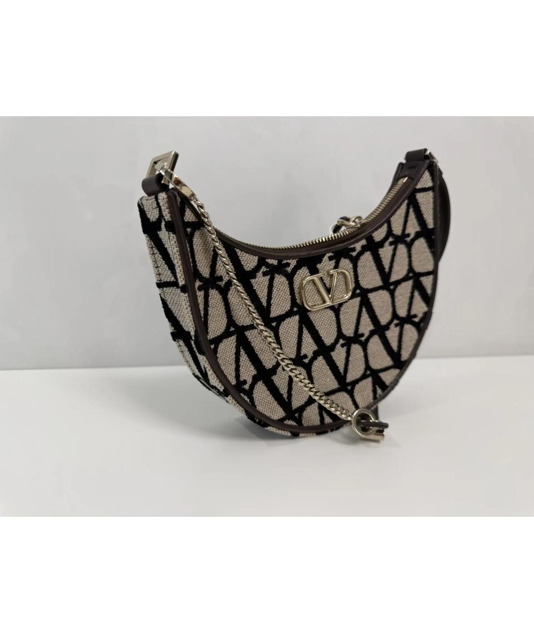 VALENTINO Коричневая тканевая сумка с короткими ручками, фото 2