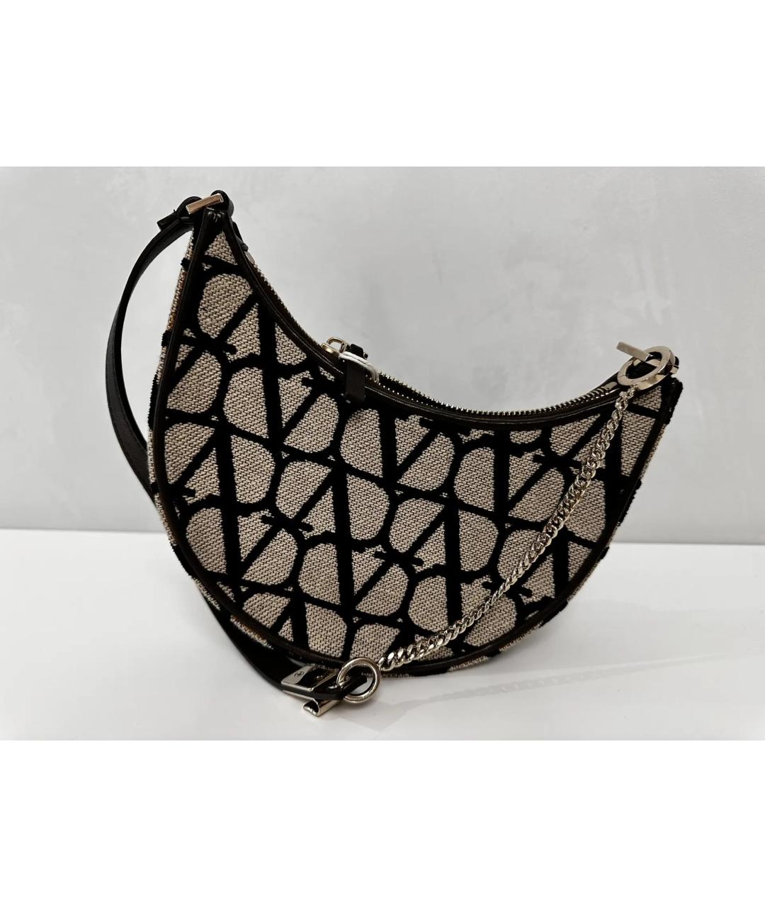 VALENTINO Коричневая тканевая сумка с короткими ручками, фото 3