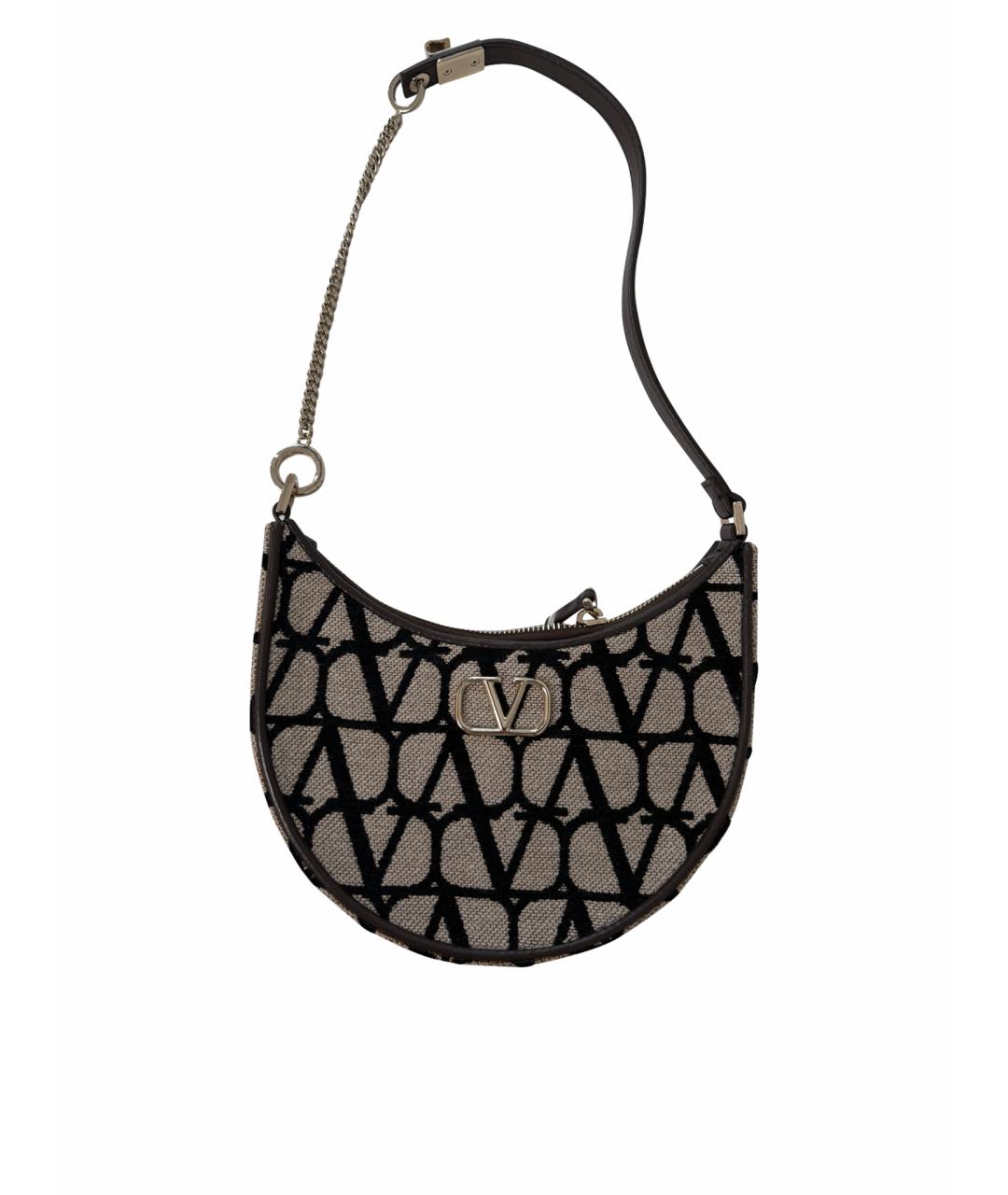 VALENTINO Коричневая тканевая сумка с короткими ручками, фото 1