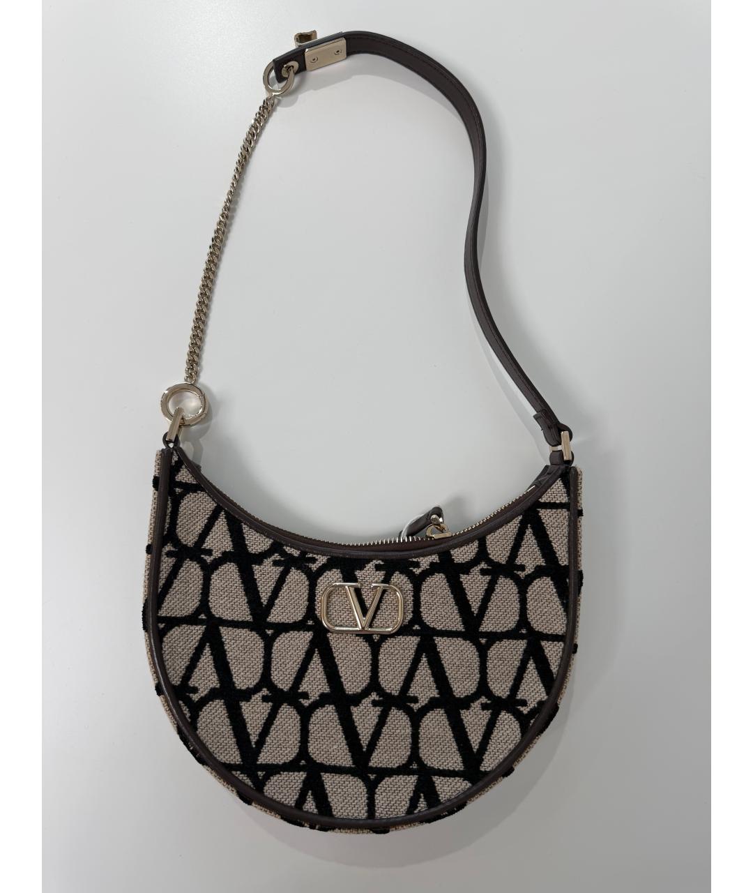 VALENTINO Коричневая тканевая сумка с короткими ручками, фото 5