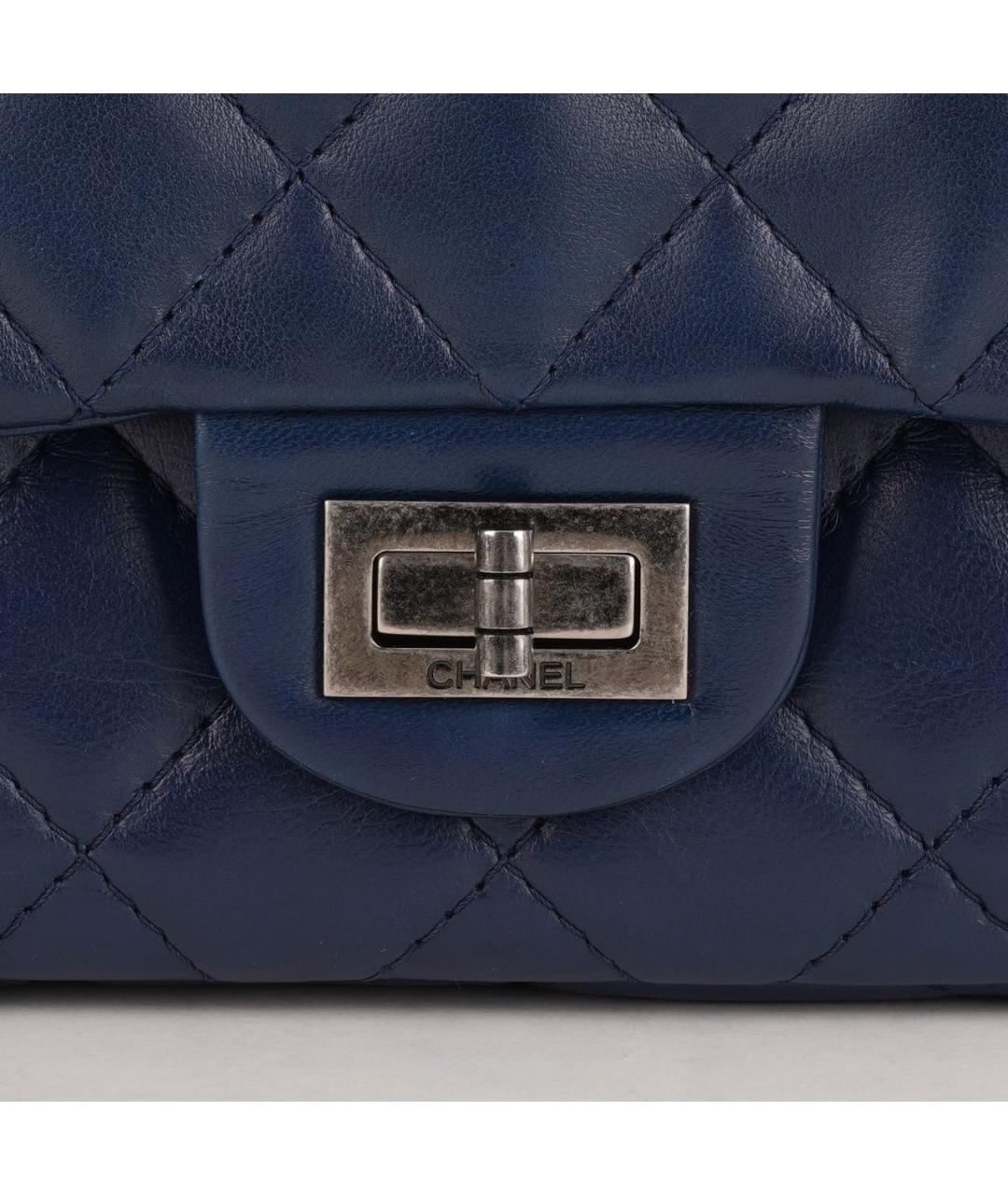 CHANEL Темно-синяя кожаная сумка через плечо, фото 8