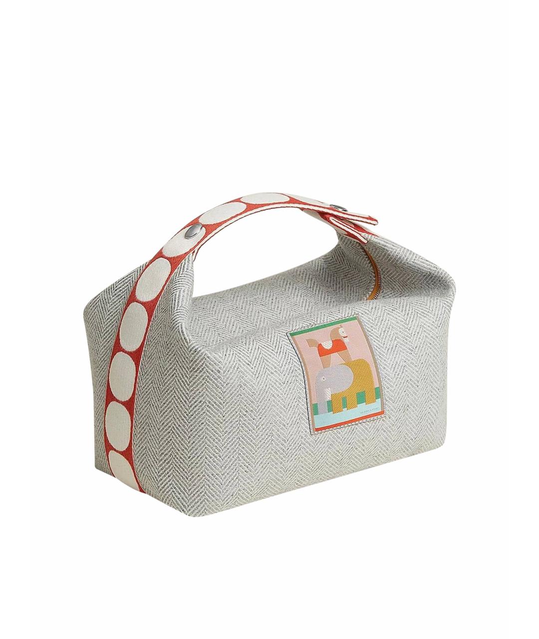 HERMES Серая хлопковая косметичка, фото 3