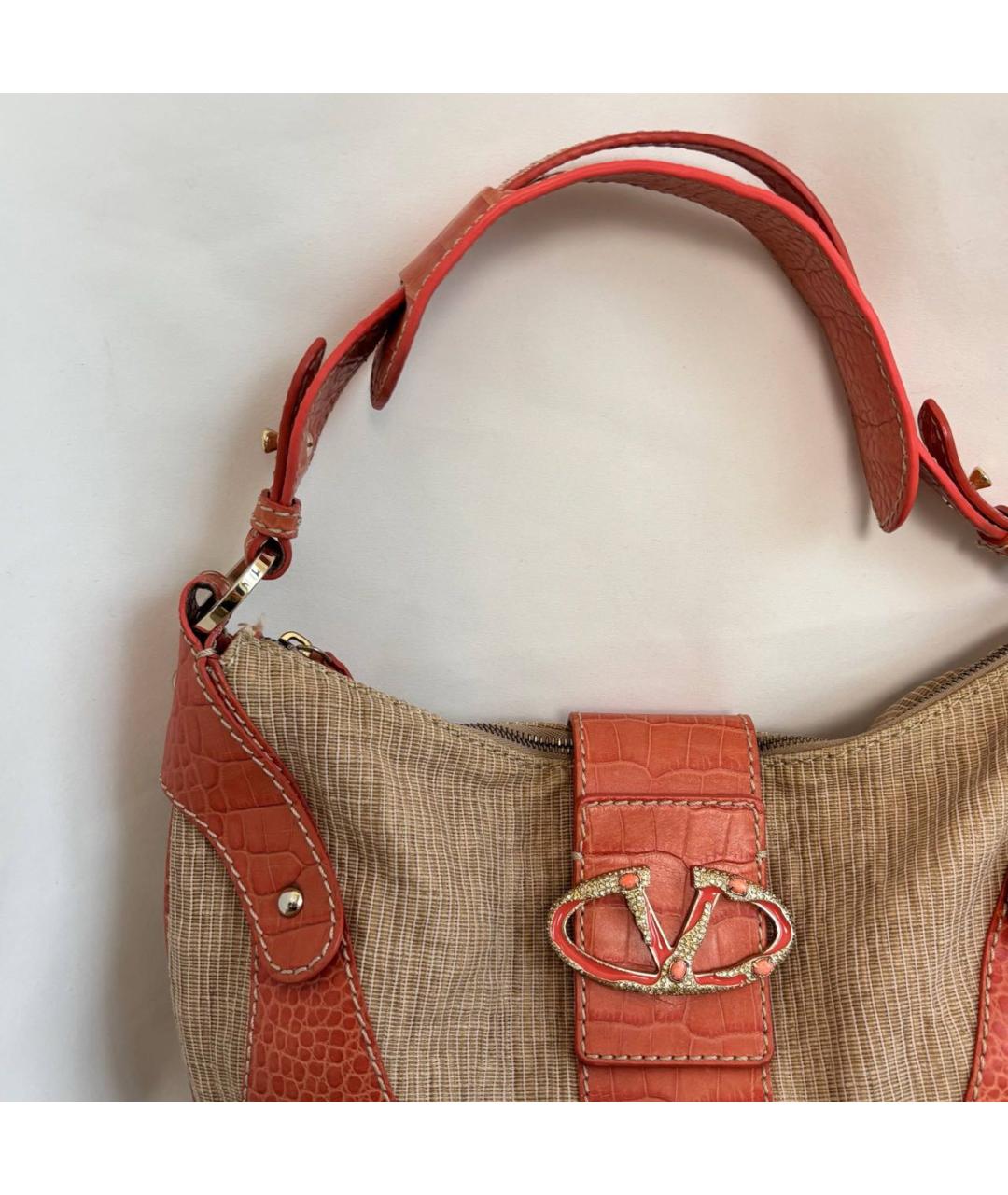 VALENTINO Оранжевая кожаная сумка тоут, фото 3