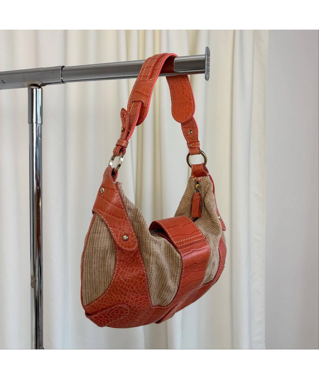 VALENTINO Оранжевая кожаная сумка тоут, фото 7