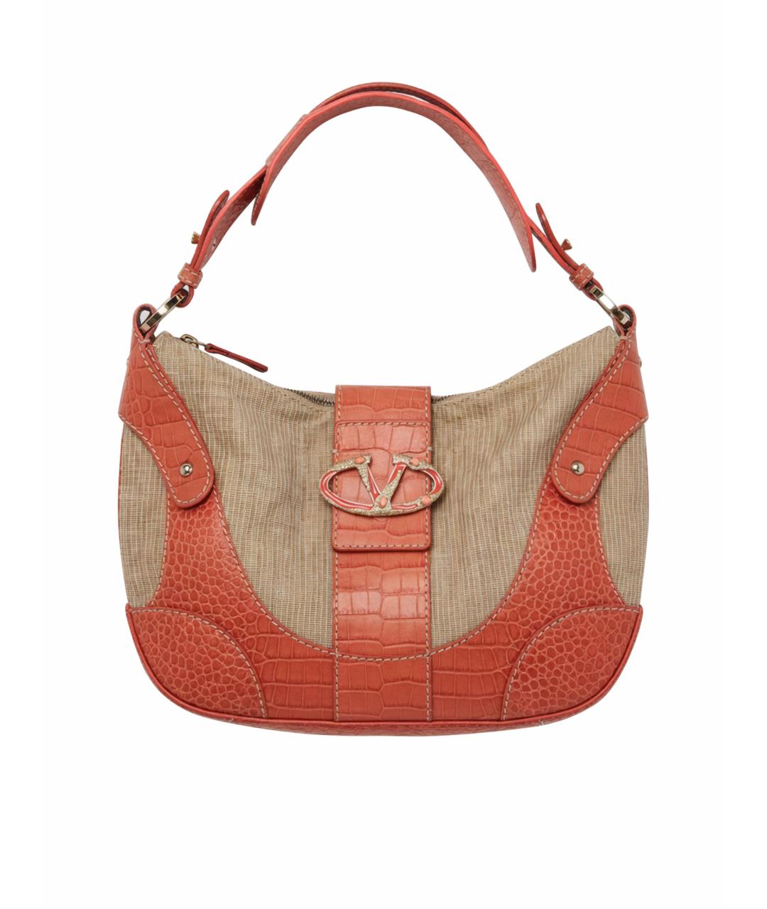 VALENTINO Оранжевая кожаная сумка тоут, фото 1