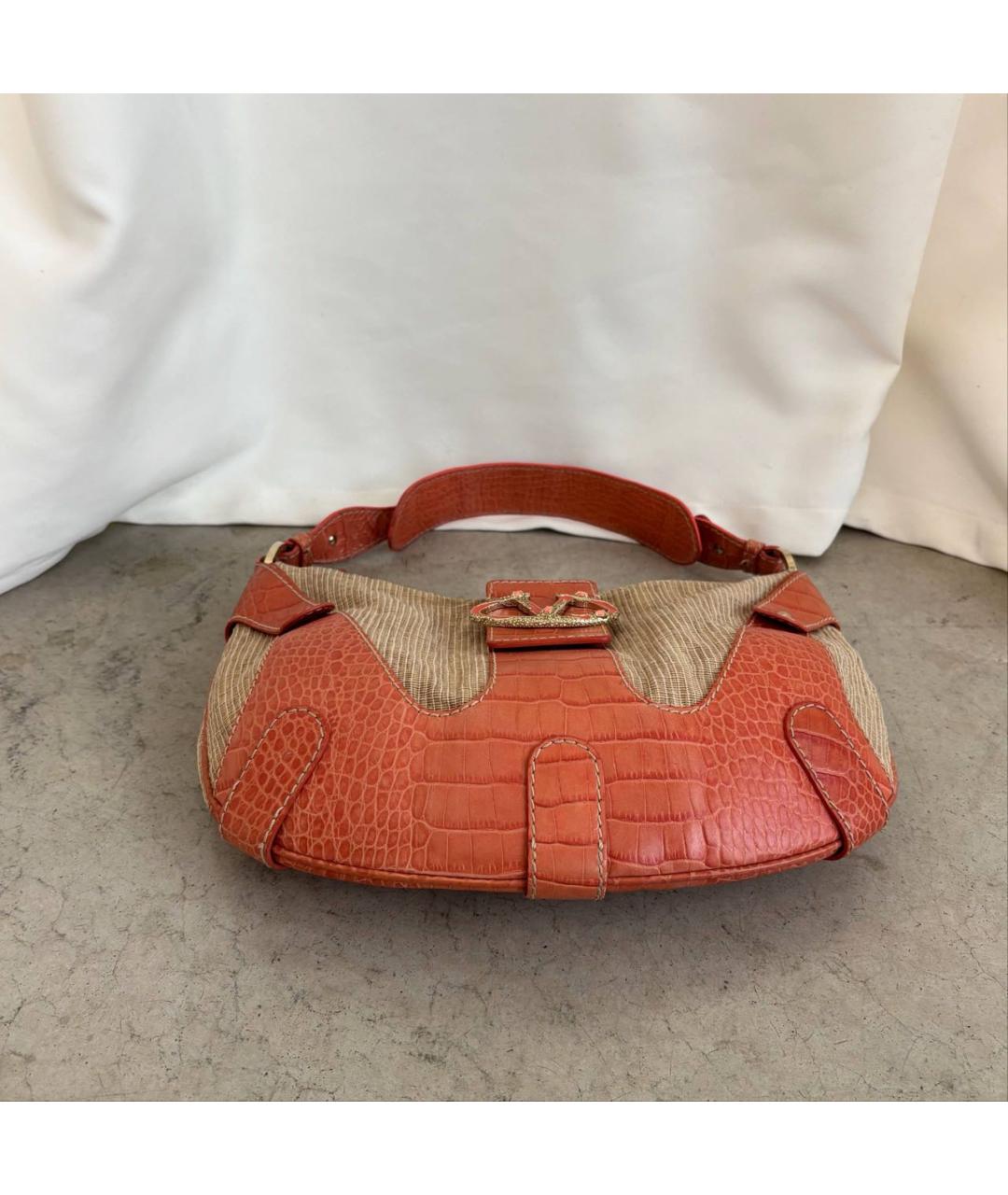 VALENTINO Оранжевая кожаная сумка тоут, фото 5