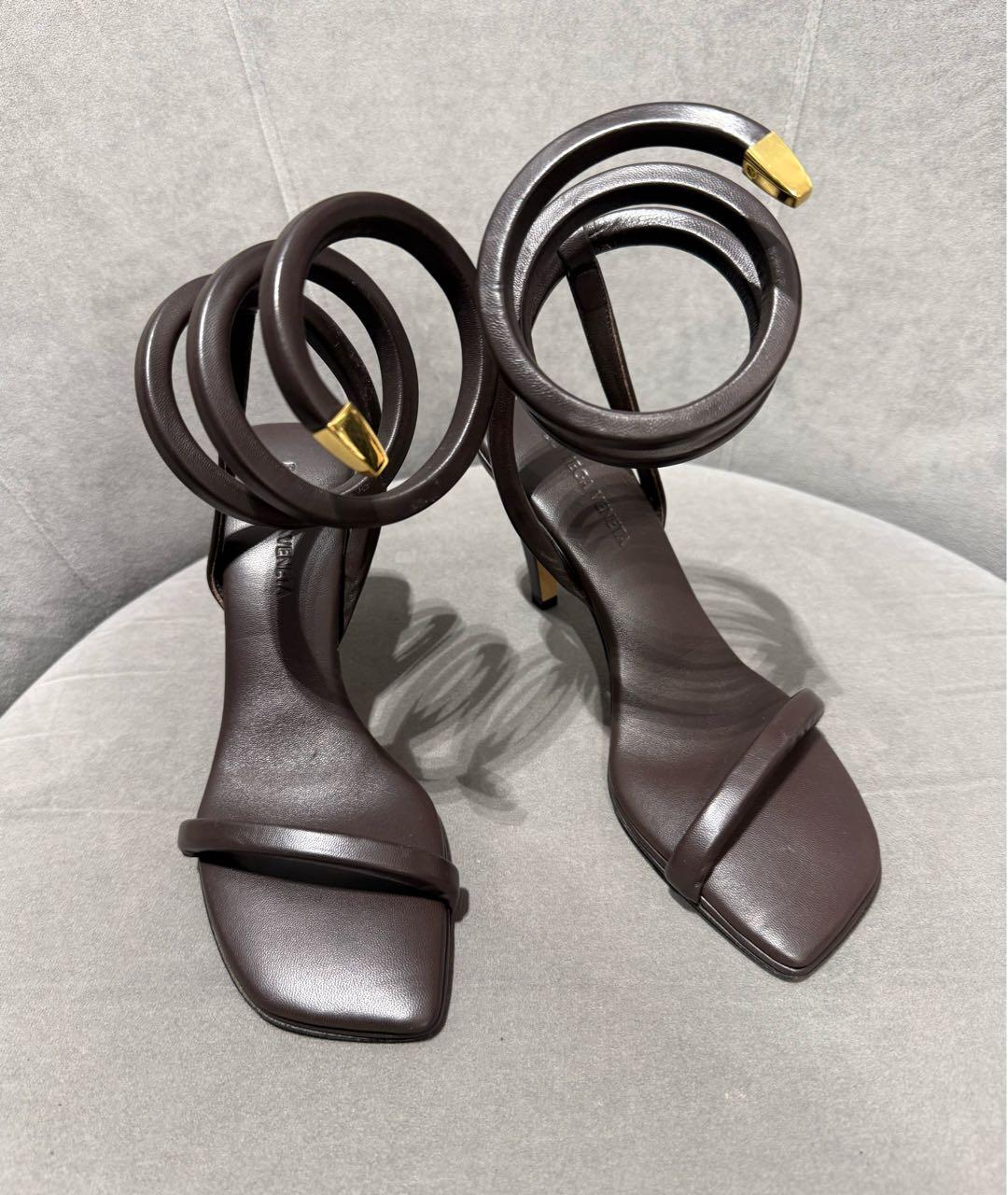 BOTTEGA VENETA Коричневые кожаные босоножки, фото 2