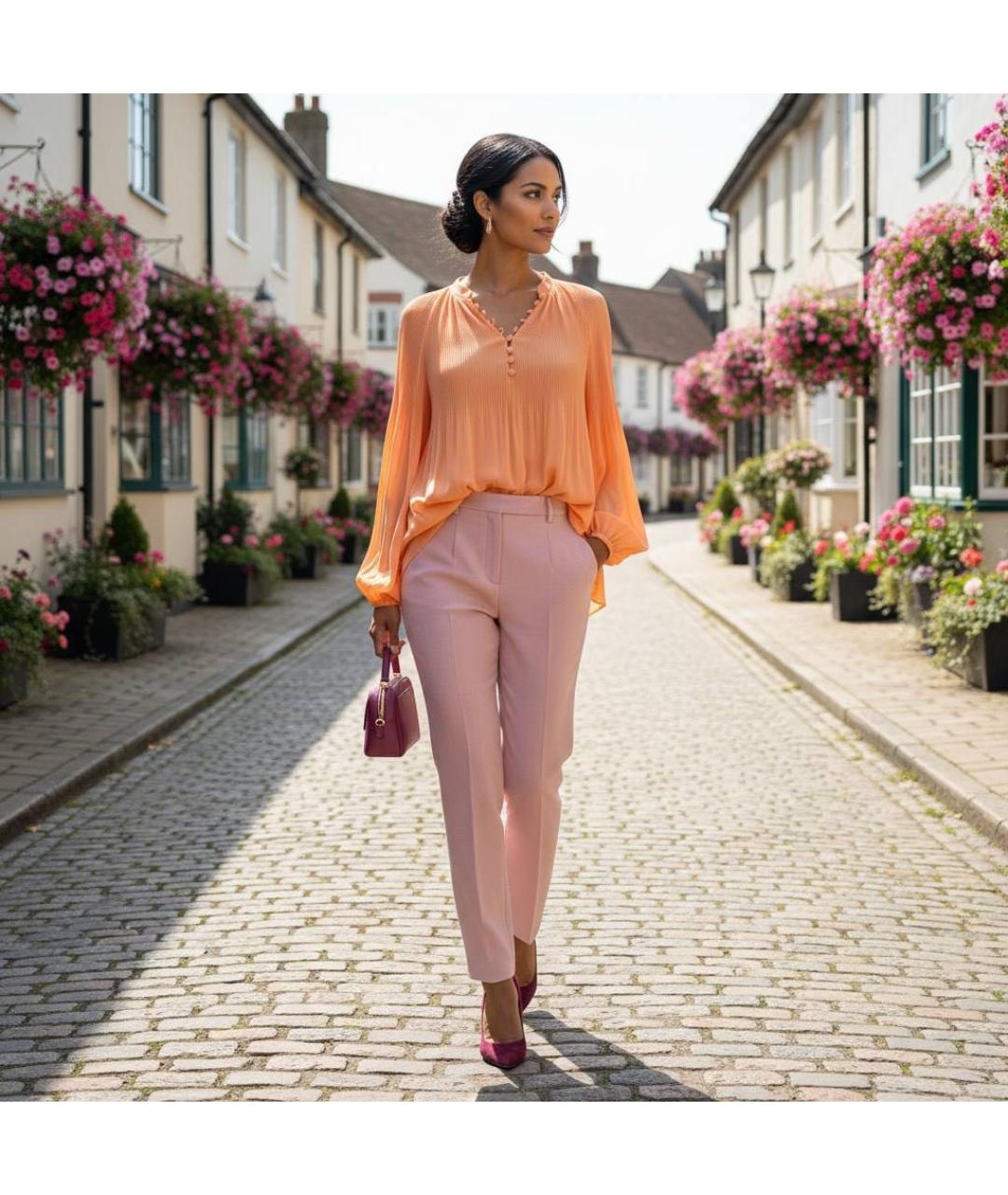 RALPH LAUREN Коралловая шифоновая блузы, фото 8