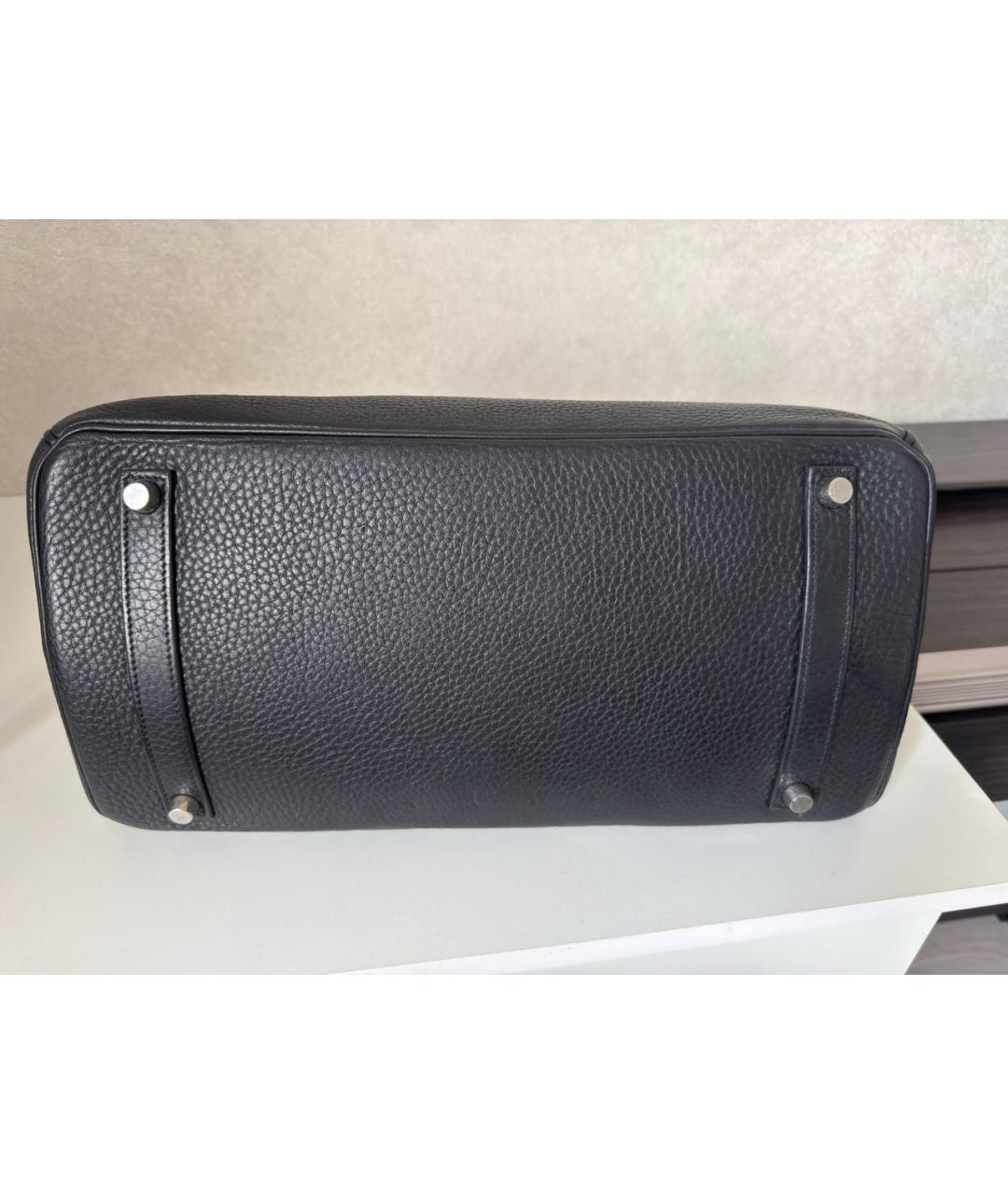 HERMES Черная кожаная сумка тоут, фото 4