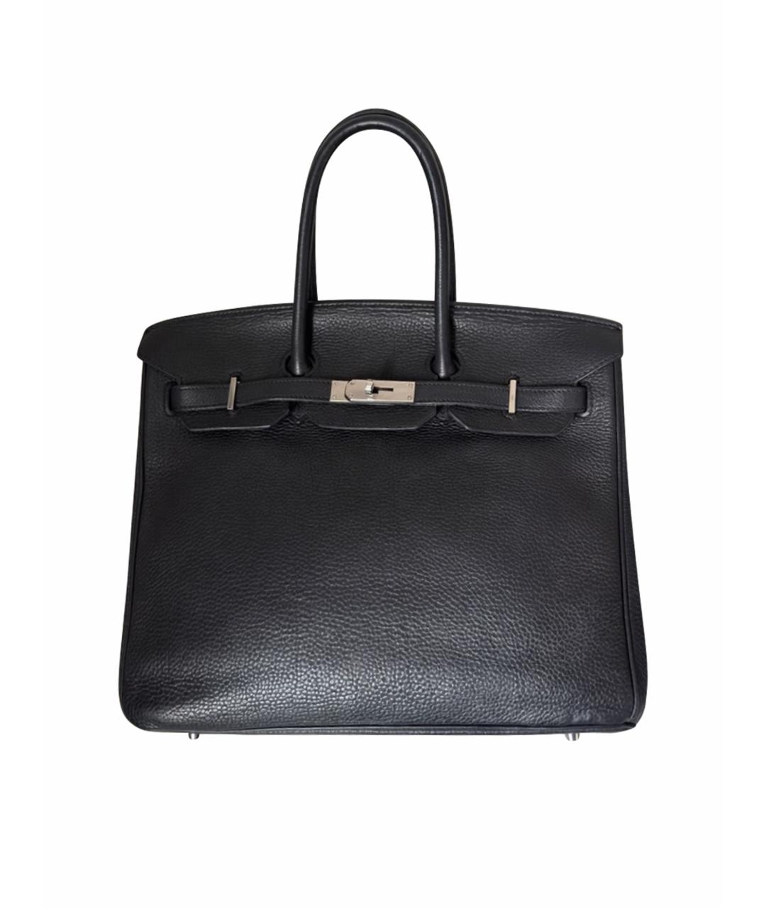 HERMES Черная кожаная сумка тоут, фото 1