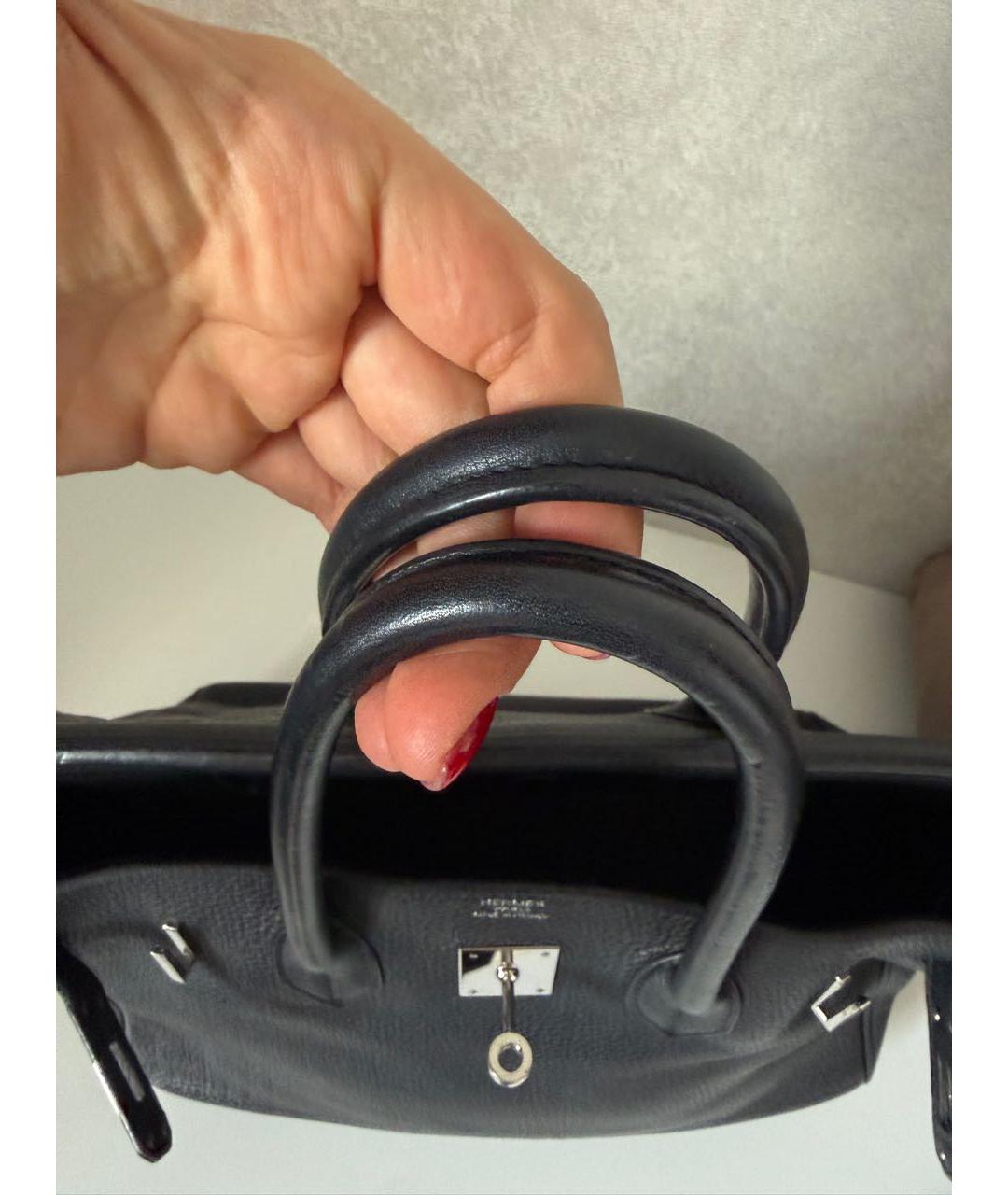 HERMES Черная кожаная сумка тоут, фото 2