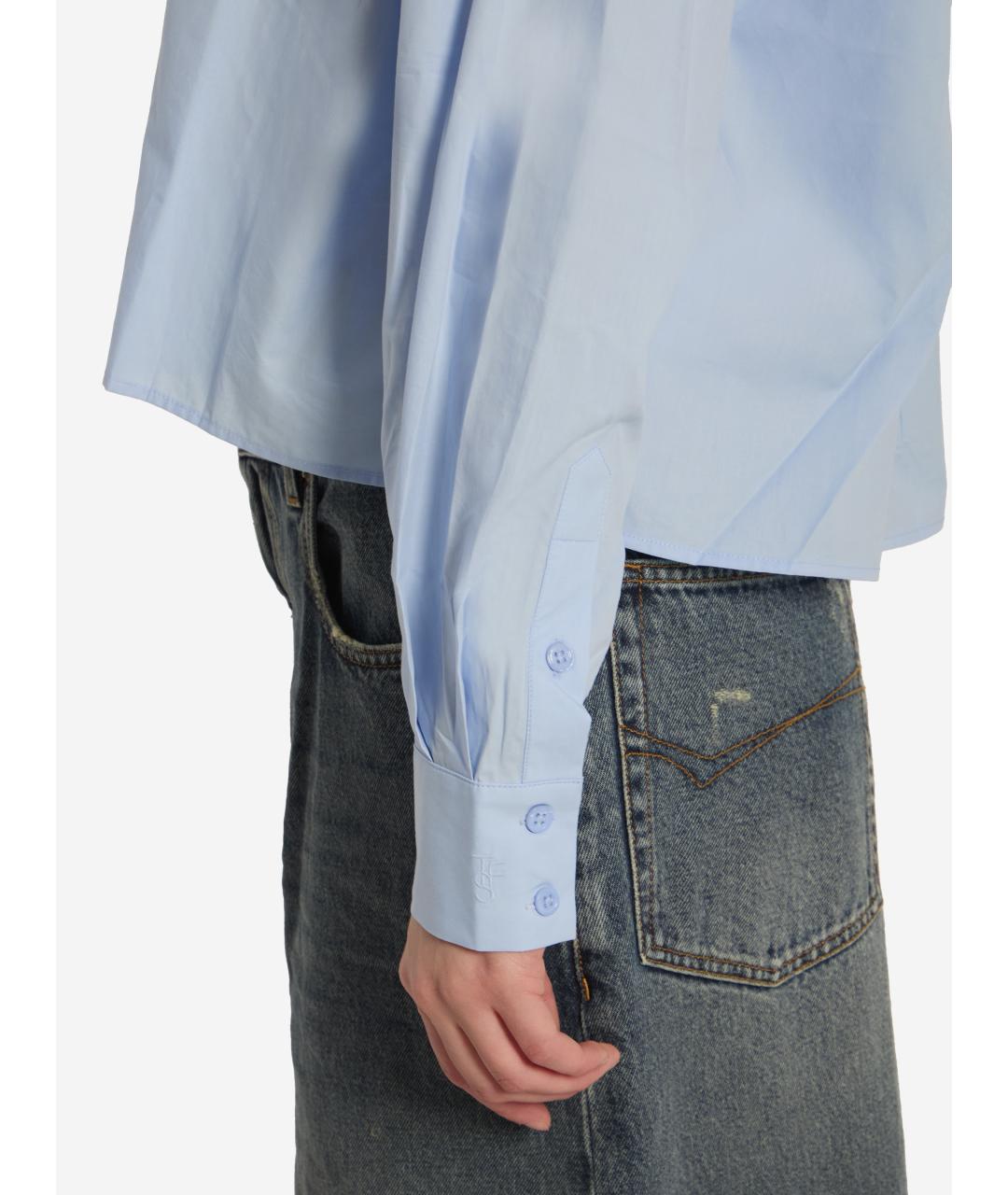 THE FRANKIE SHOP Голубая хлопковая рубашка, фото 3