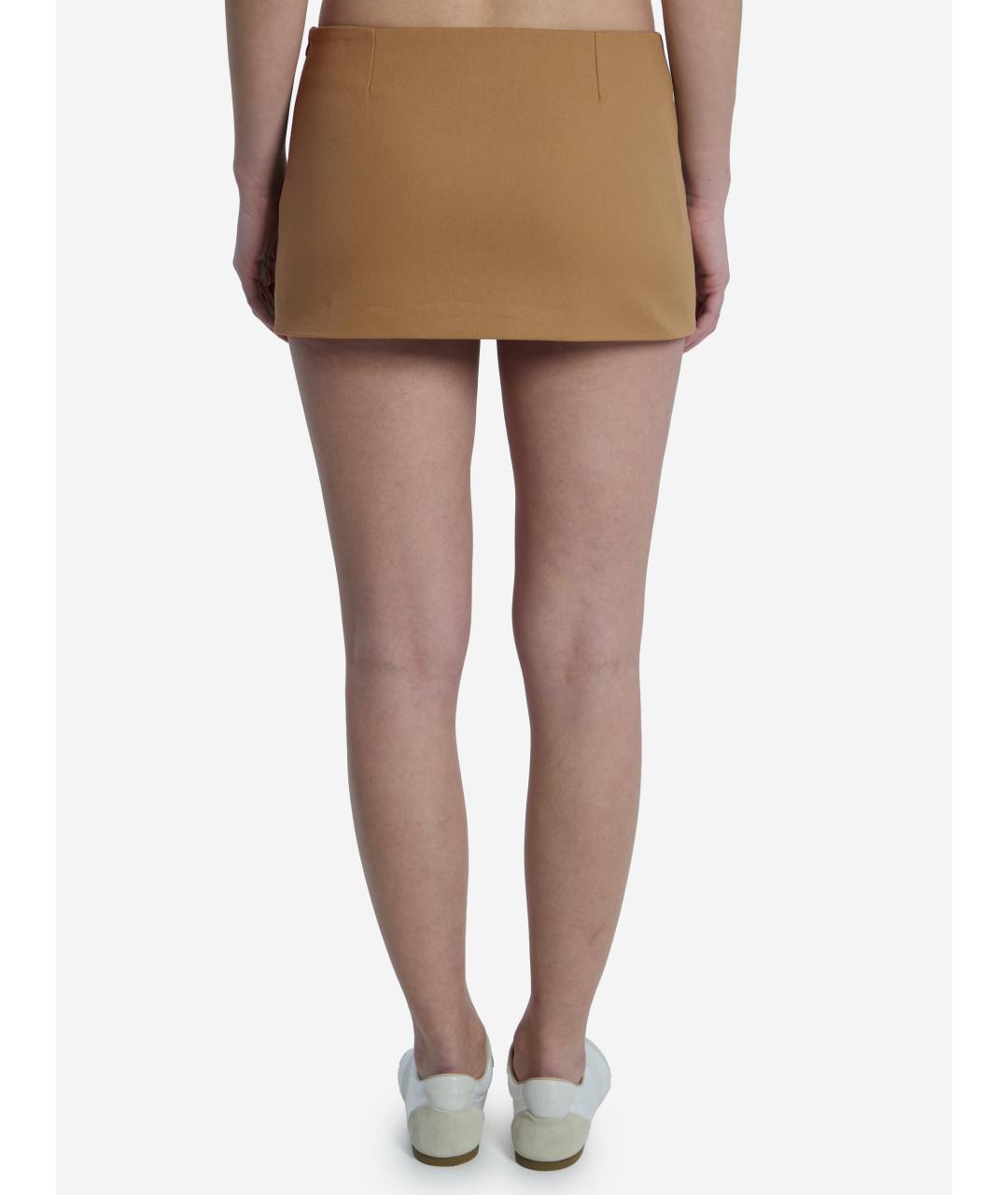 THE FRANKIE SHOP Коричневая хлопковая юбка мини, фото 2